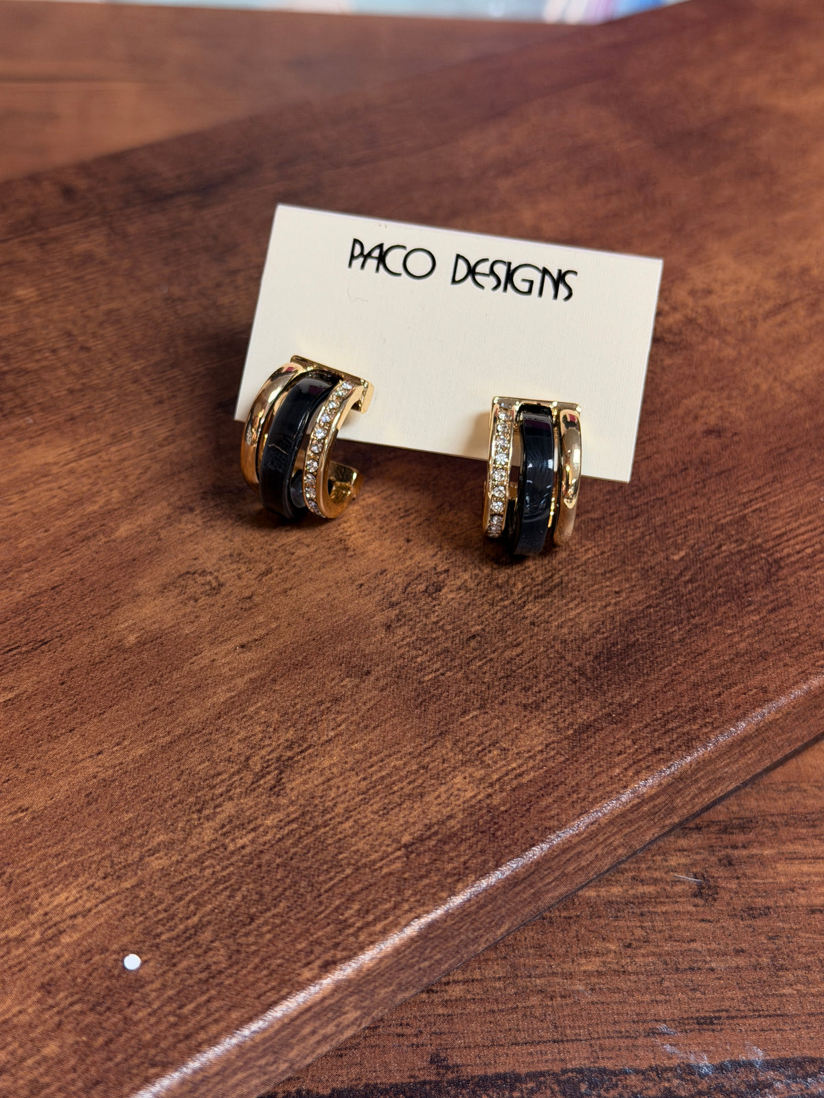 Mini Black Bling Rhinestone Huggie Post Earrings