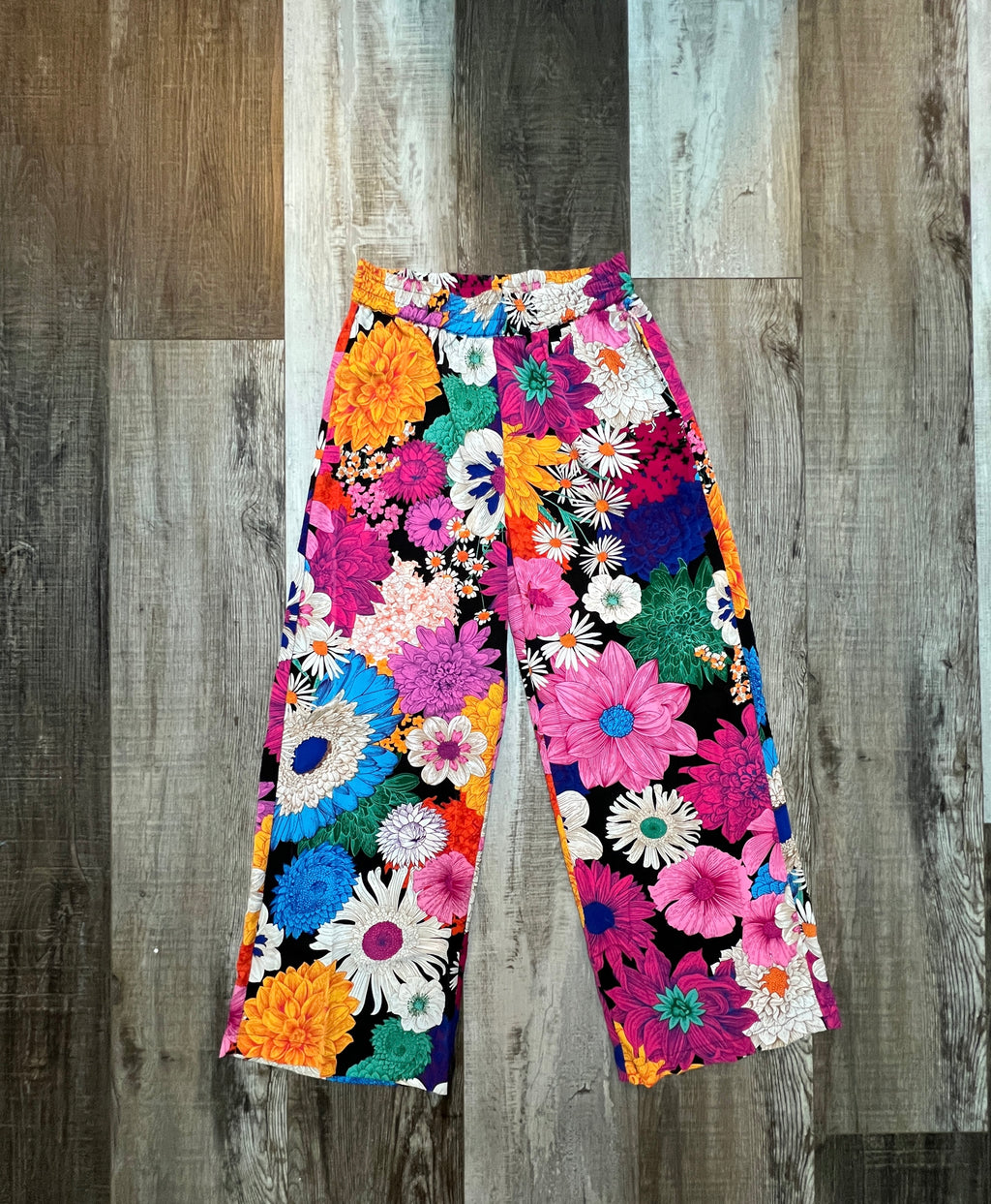 High Waist Flower Print Pants