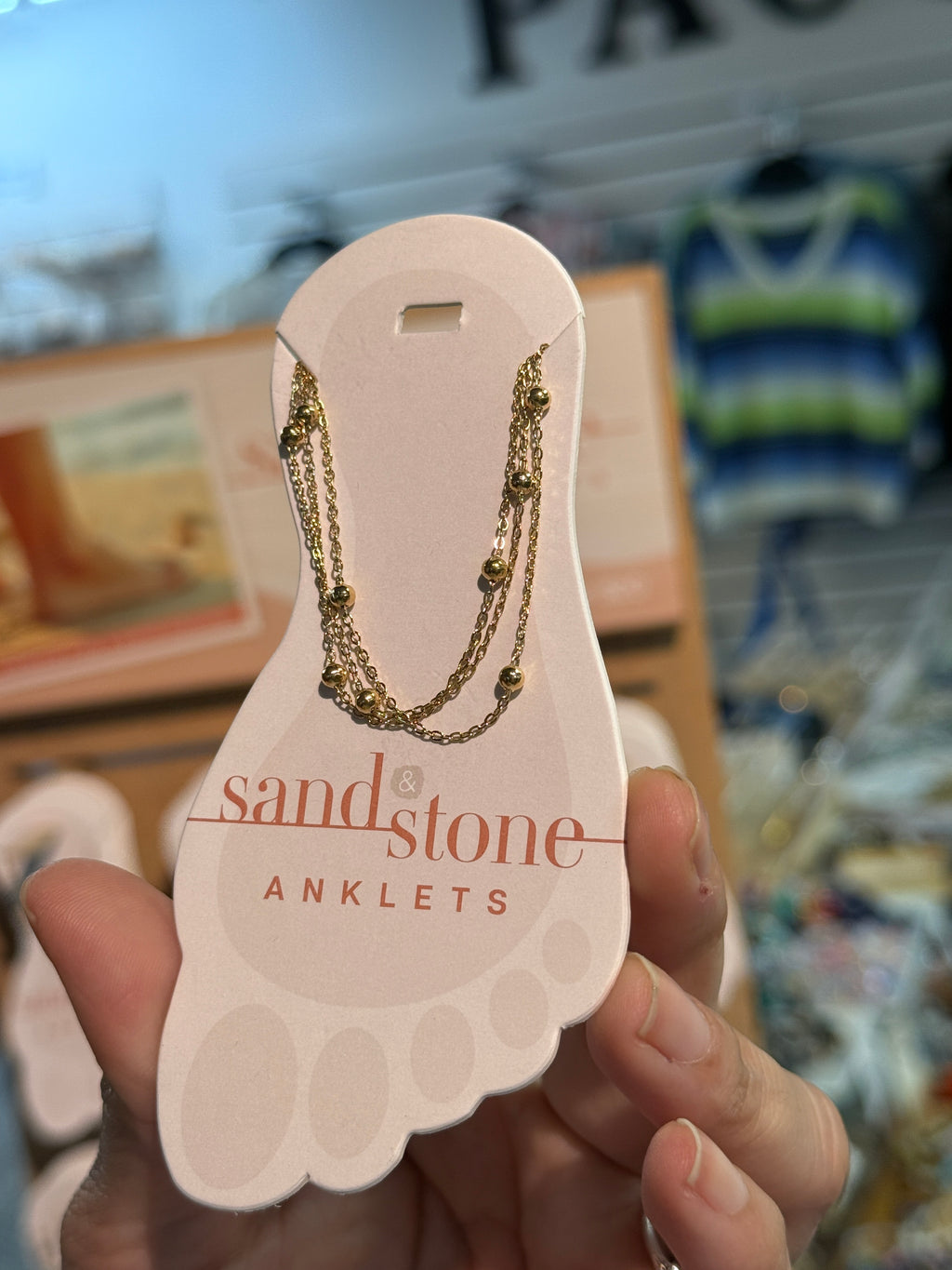Gold Tone Stainless Steel Water Resistant Anklet by Sand & Stone