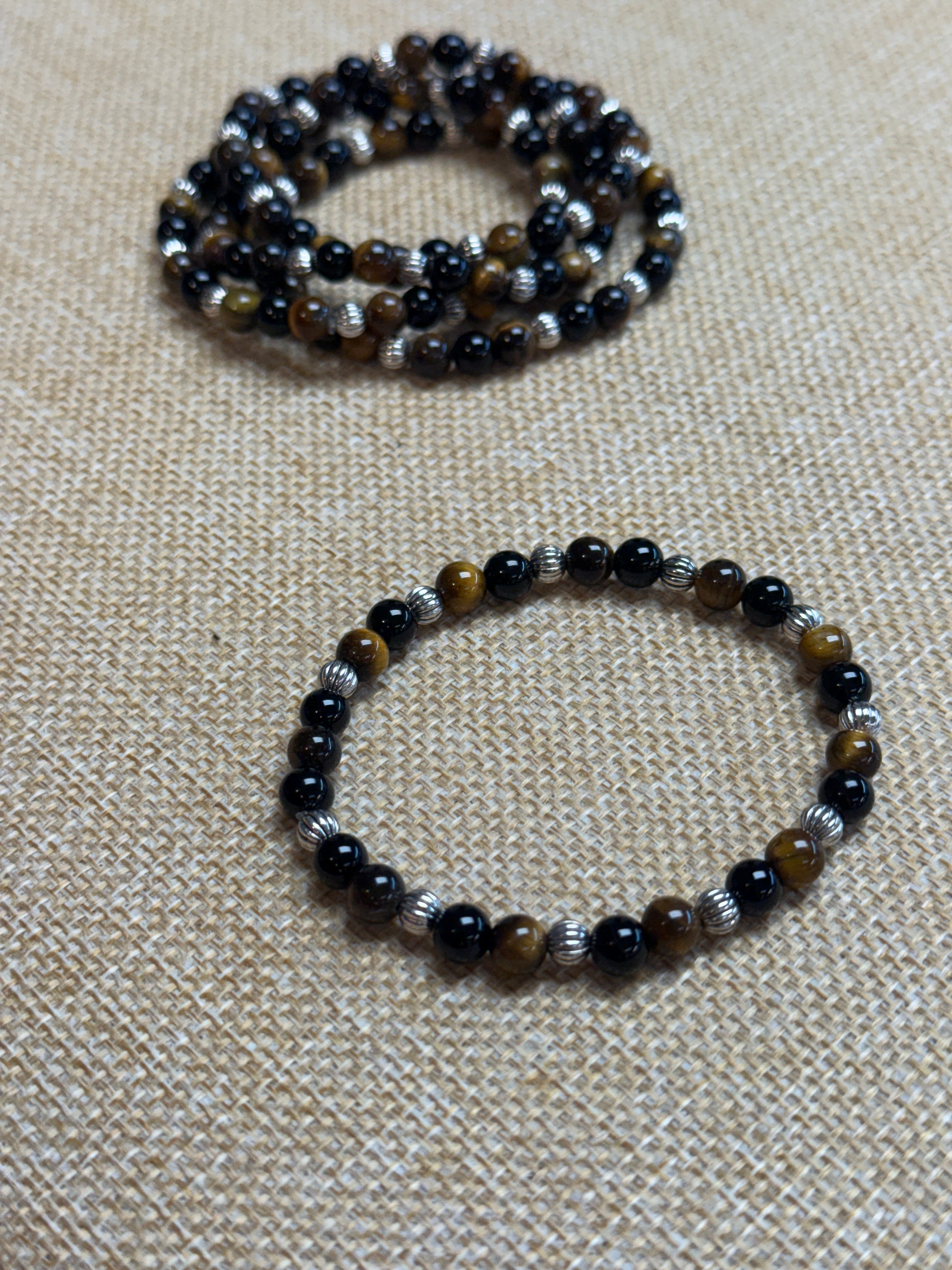 Tigers Eye & Onyx Beaded Bracelet
