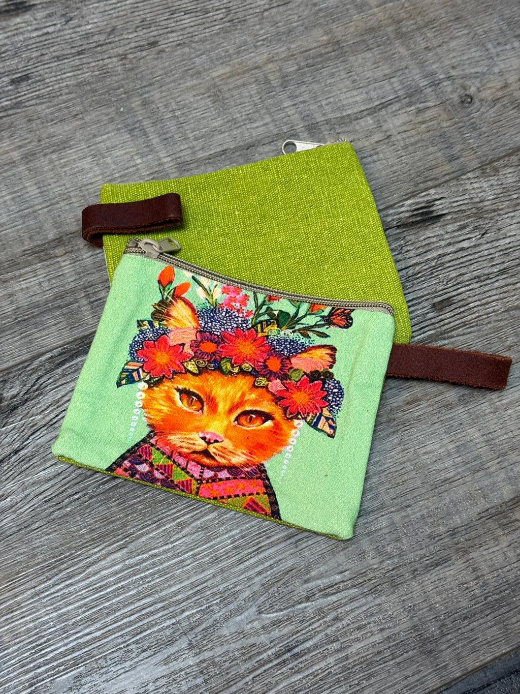 Colorful Frida Cat Canvas 4.5”x 6”Pouch