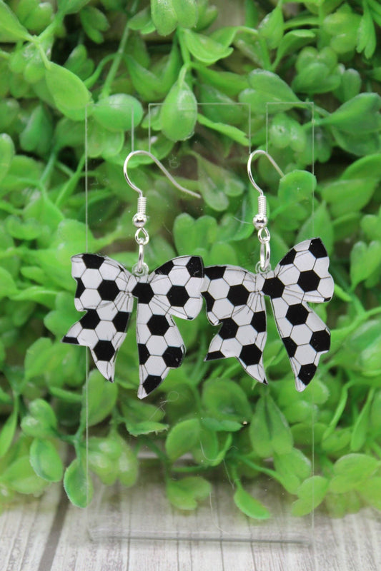 Soccer Bow Dangle Earrings