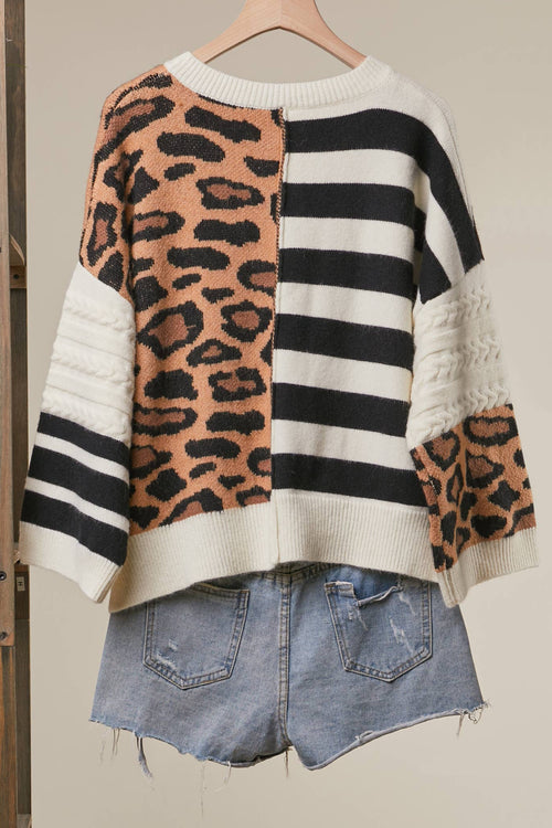 Bold Stripe and Leopard Cardigan