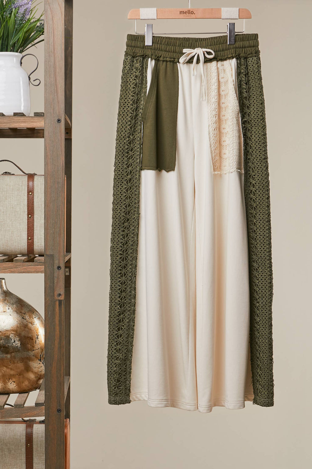 Lace Accents Patchwork Maxi Pants