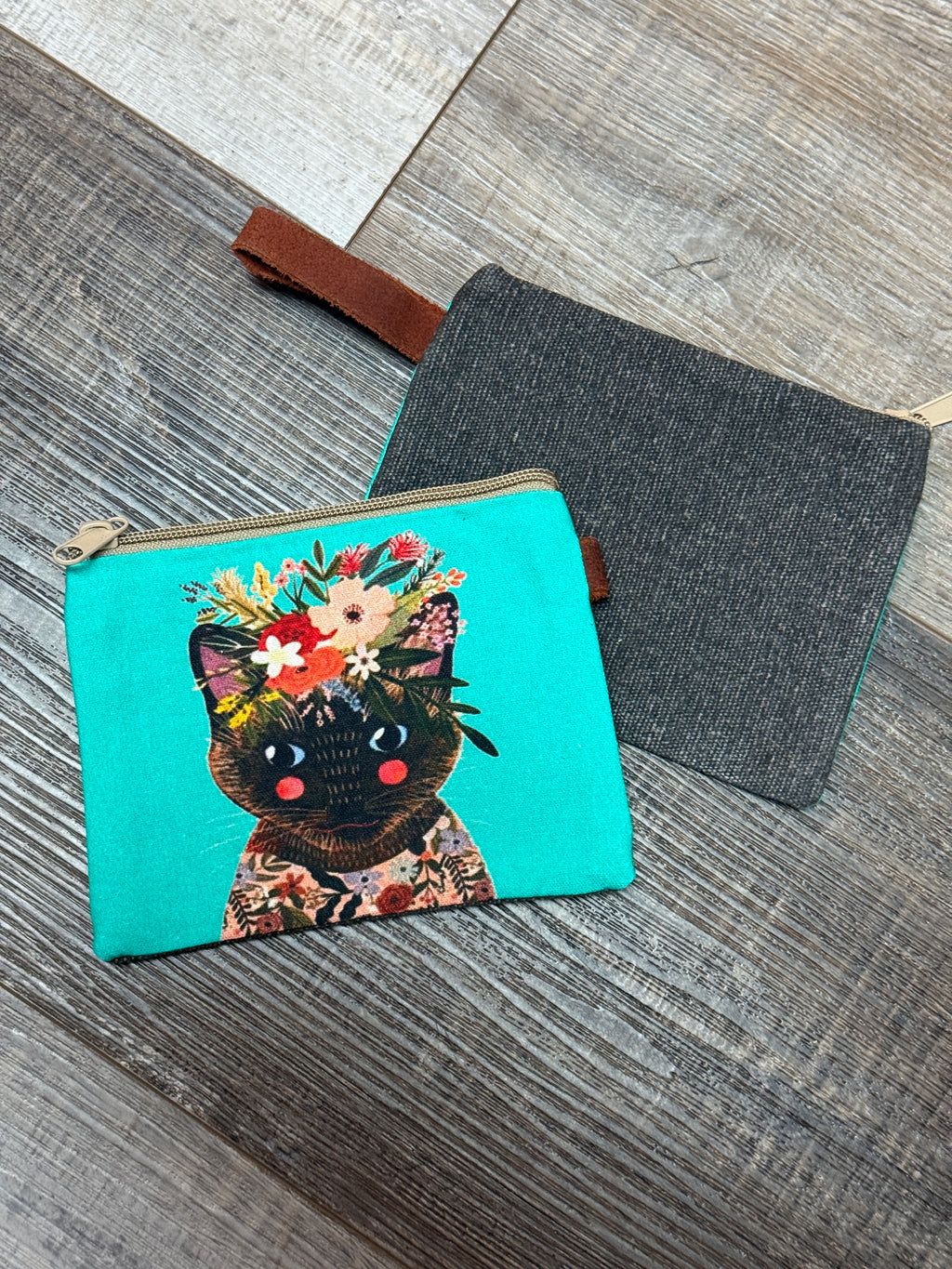 Colorful Frida Cat Canvas 4.5”x 6”Pouch
