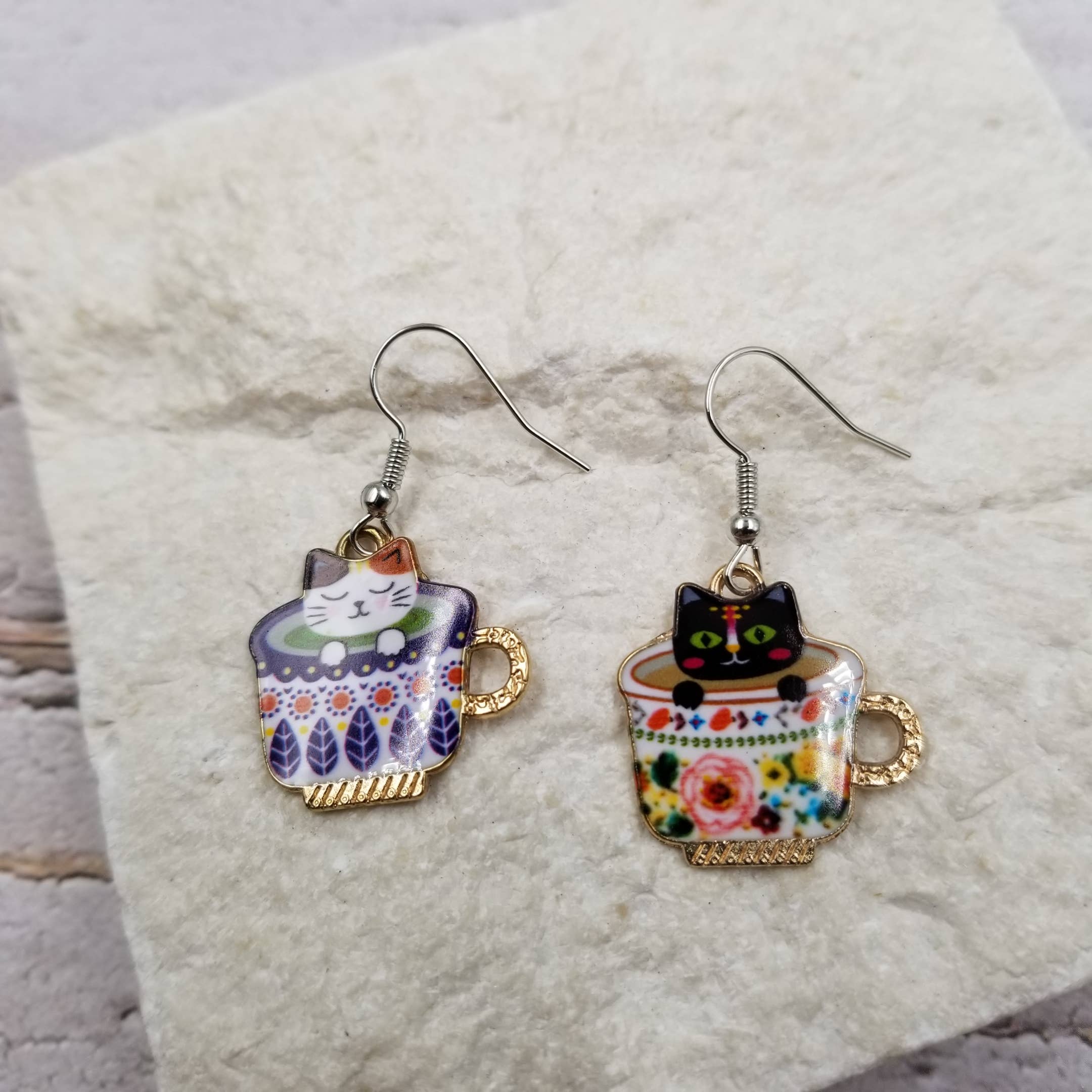 Teacup Cat Earrings