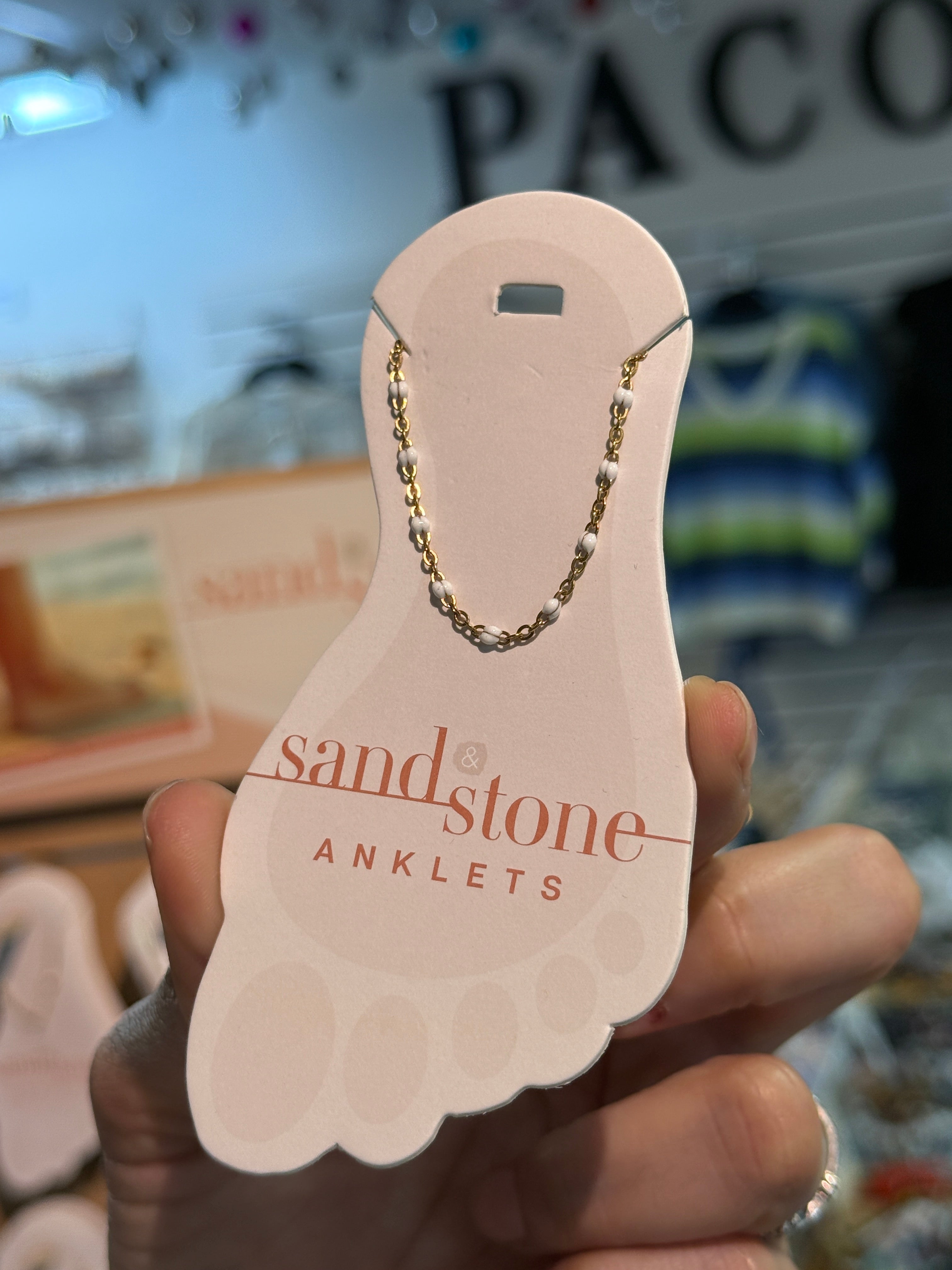 Gold Tone Stainless Steel Water Resistant Anklet by Sand & Stone