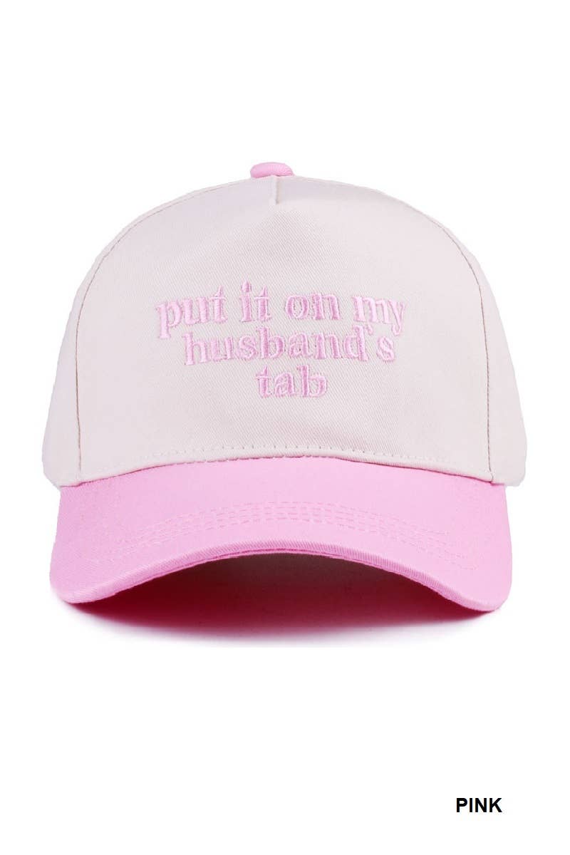 Put It On My Husband's Tab Two-tone Canvas Cotton Cap