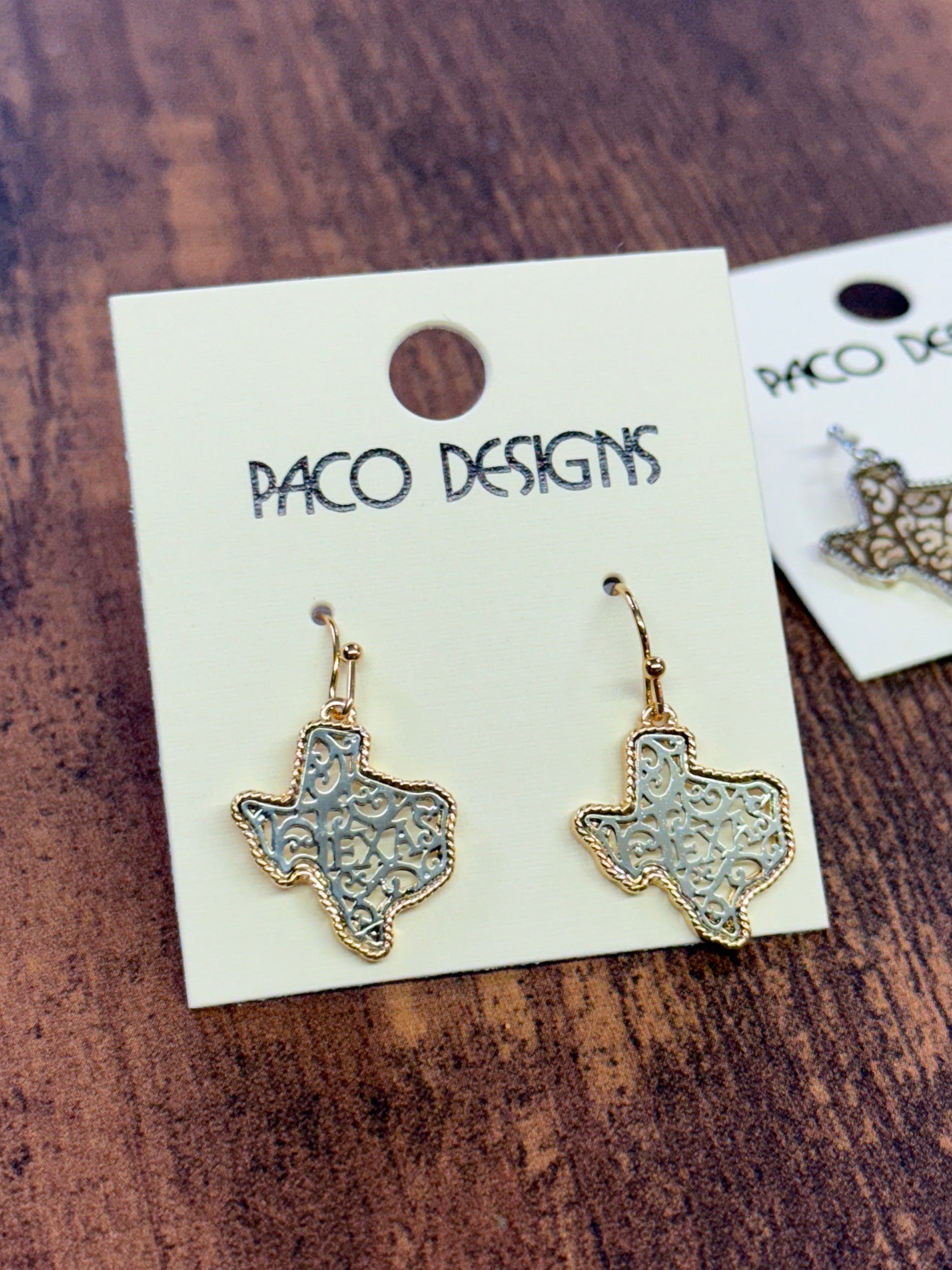 Small Gold Lasso Trim & Silver Filagree Texas Earrings