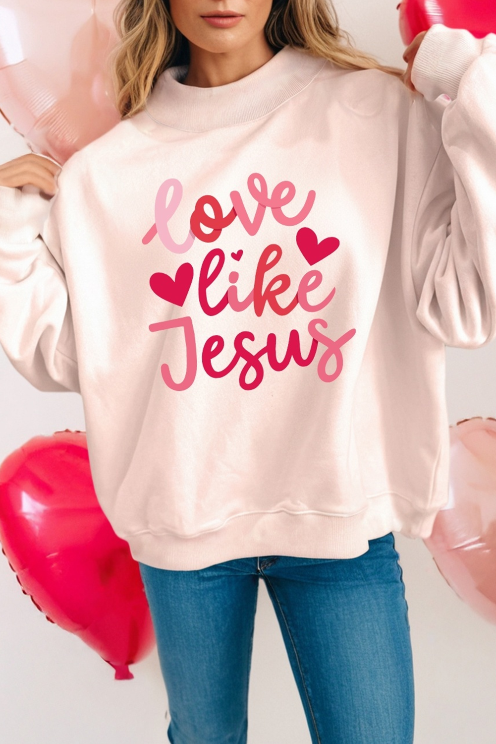 Love like Jesus Mock Neck Valentines Day Sweatshirt