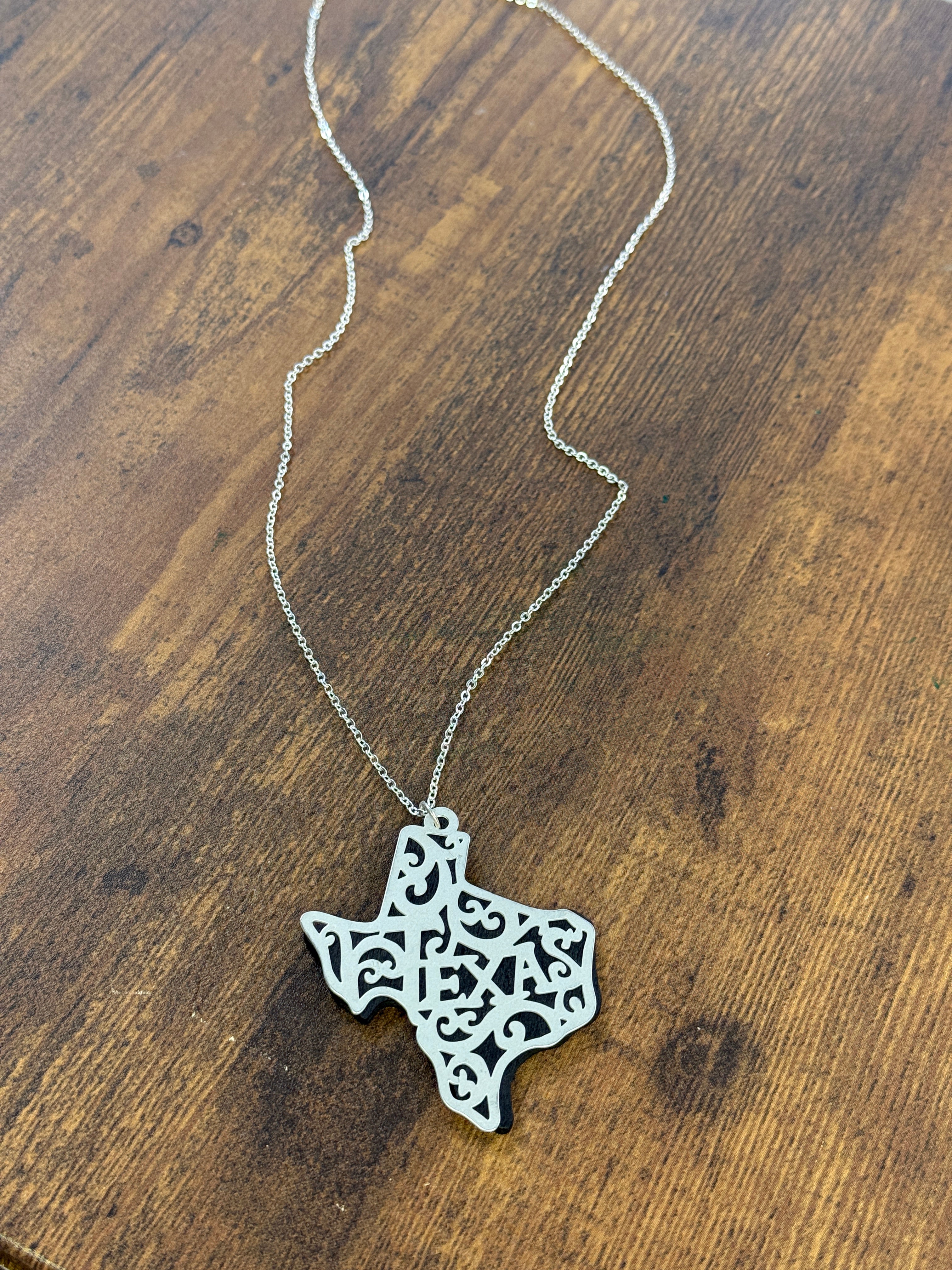 Boho Gold & Black Filagree Texas Stamped Necklace