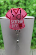 Scrub Life Pink Badge/ID Holder Reel