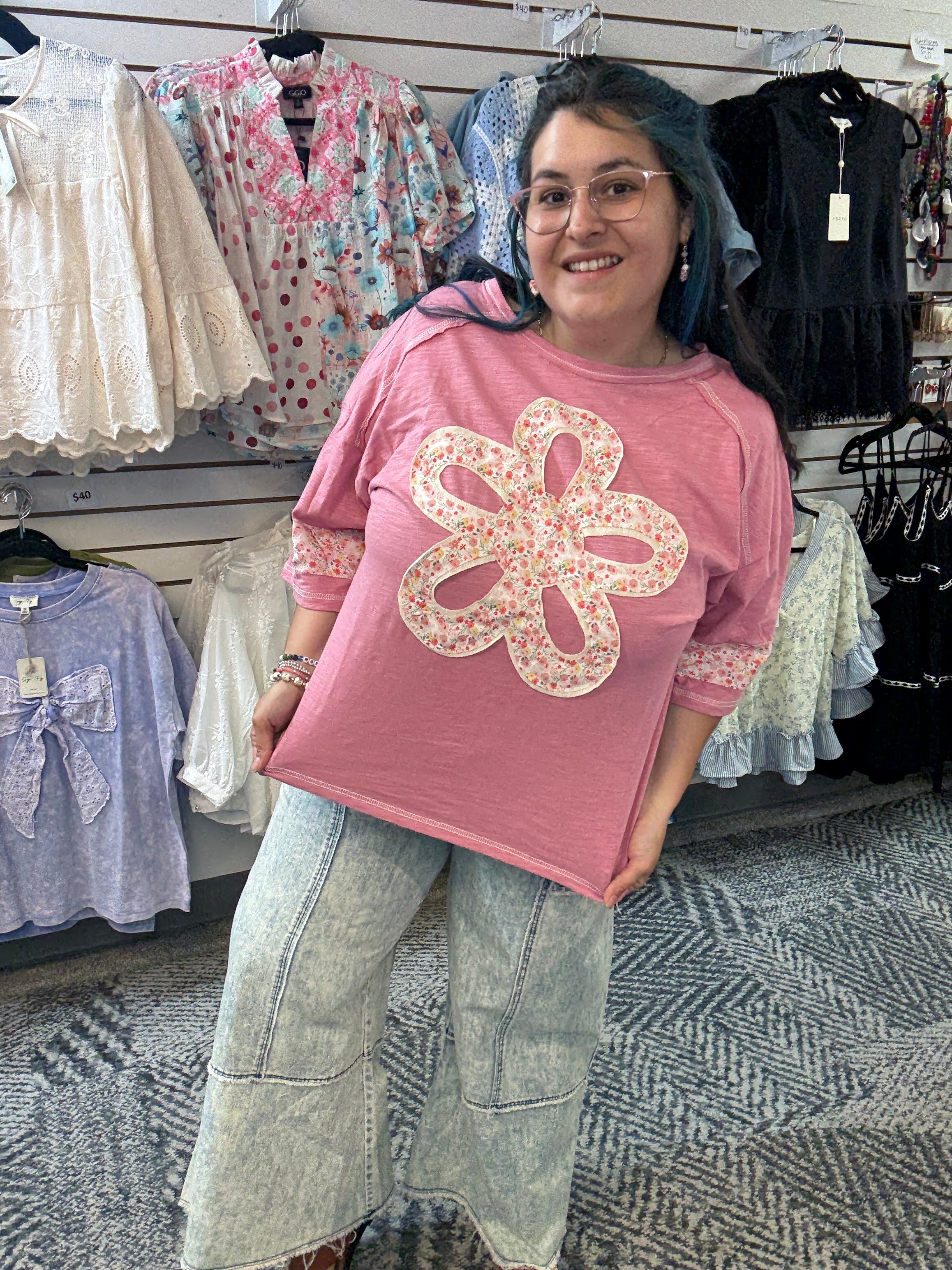 Flower Power Patchwork Boho T-shirt