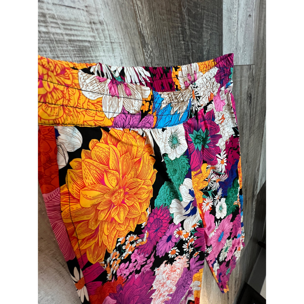 High Waist Flower Print Pants