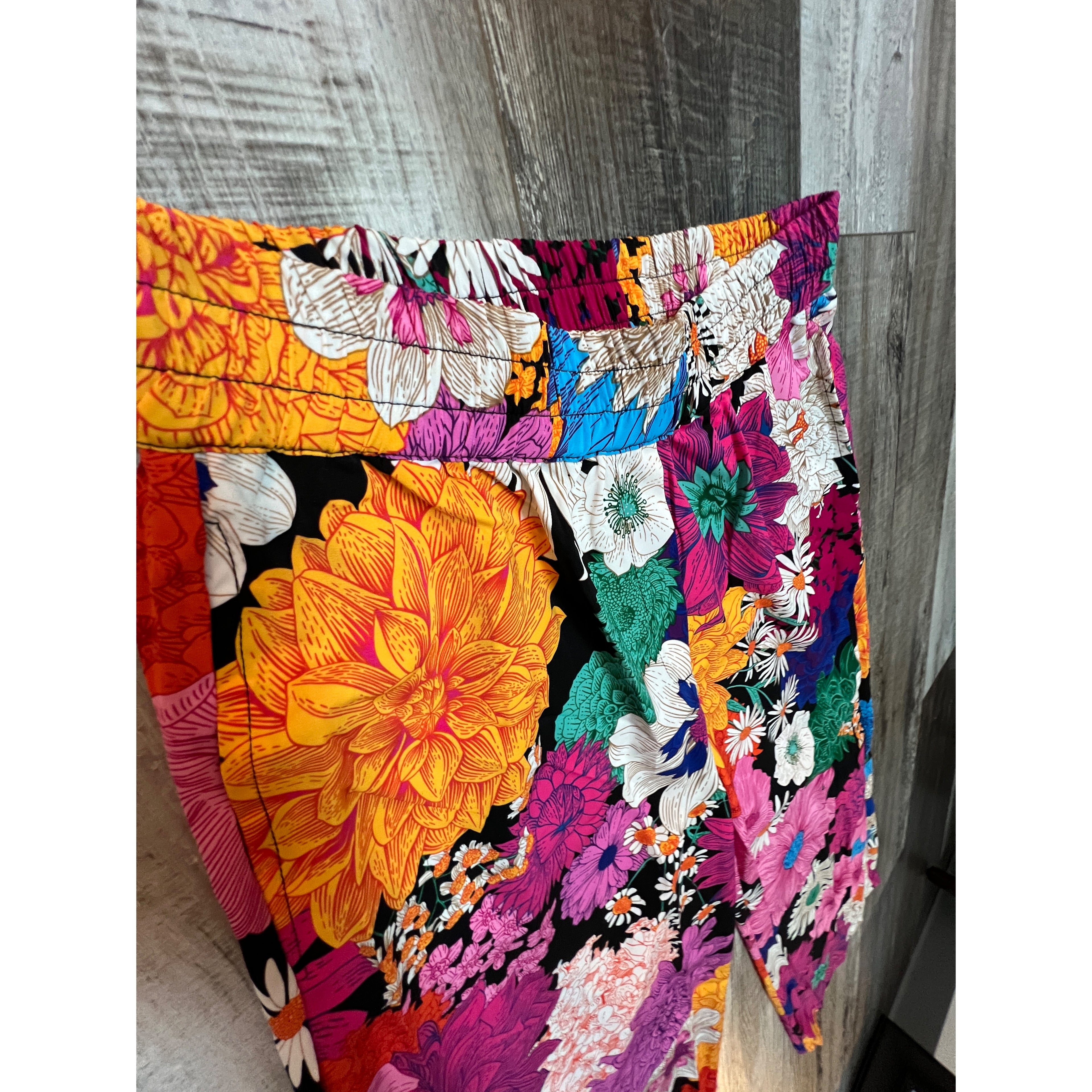 High Waist Flower Print Pants
