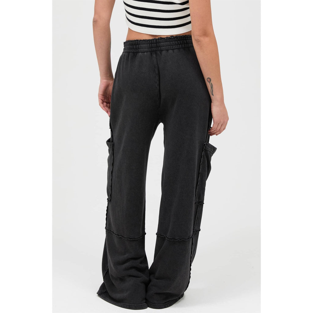 Mineral Wash Wide Leg Cargo Pants