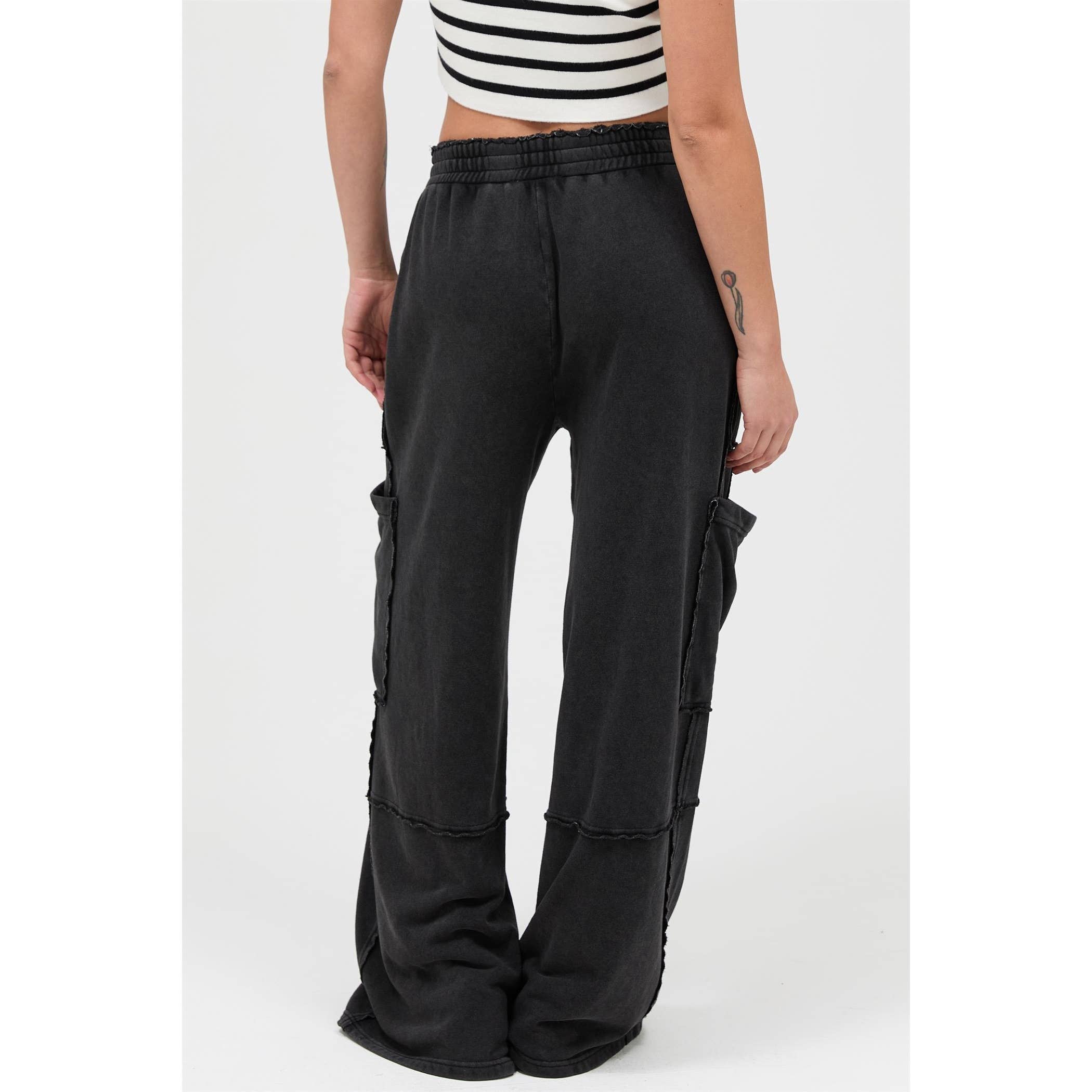 Mineral Wash Wide Leg Cargo Pants