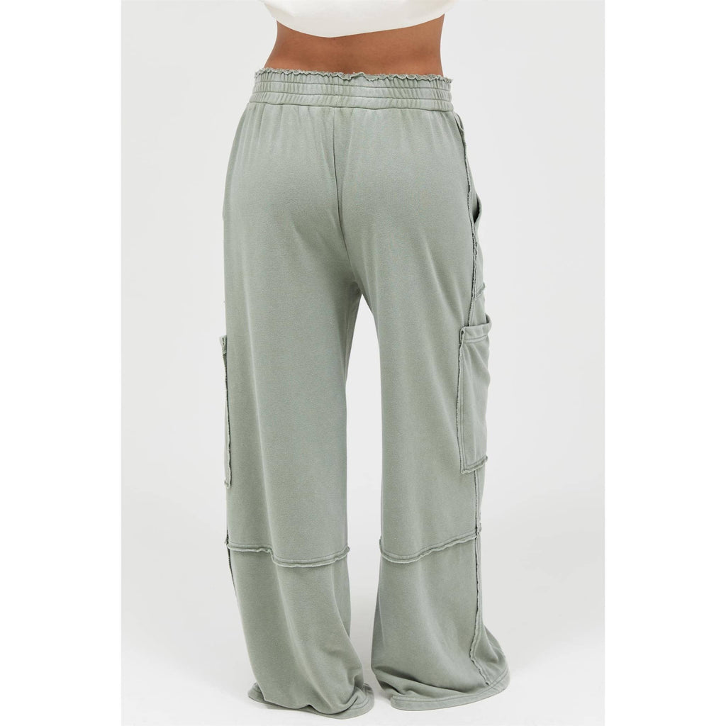 Mineral Wash Wide Leg Cargo Pants