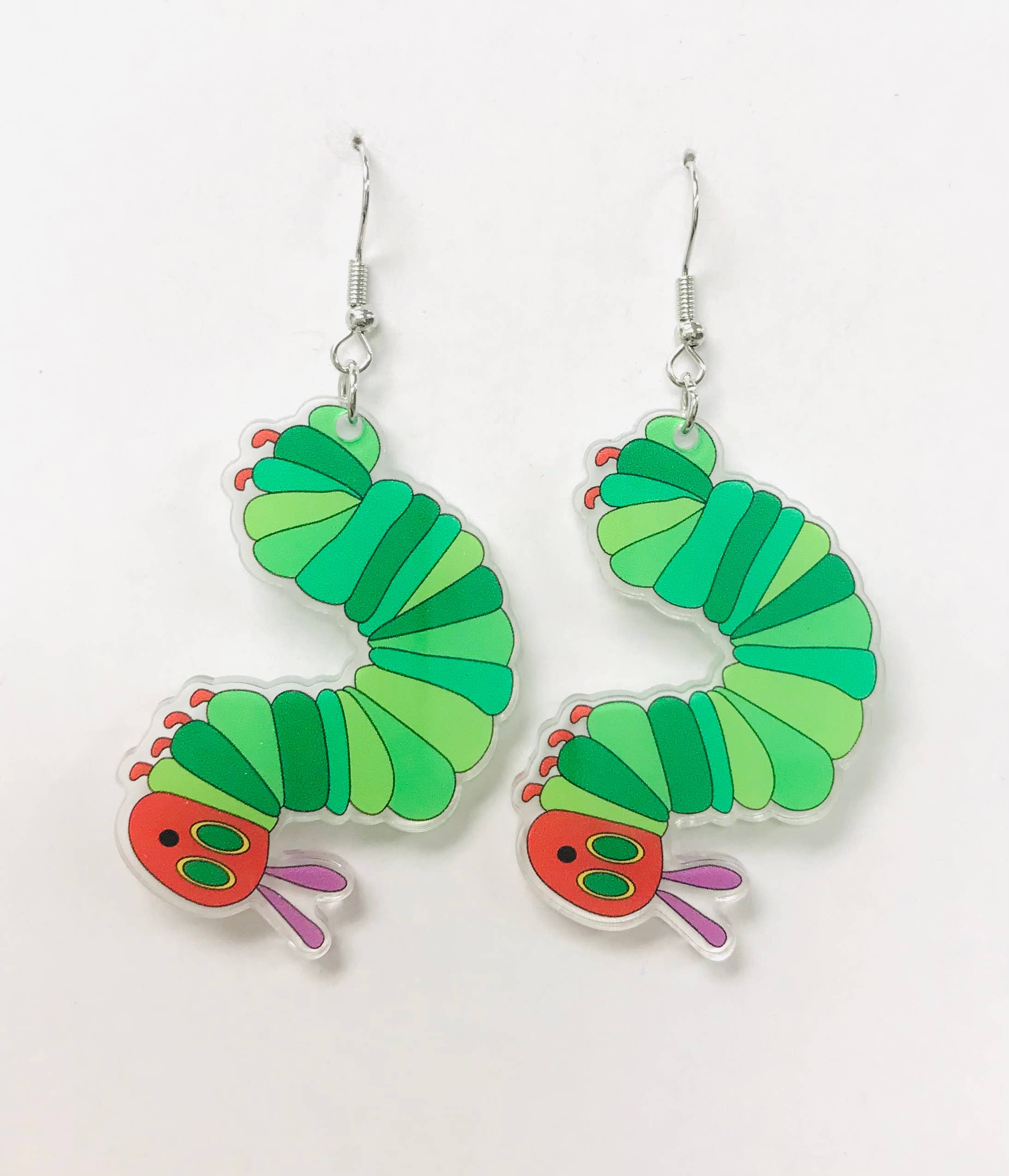 Acrylic Dancing Caterpillar Earrings, Worm Earring