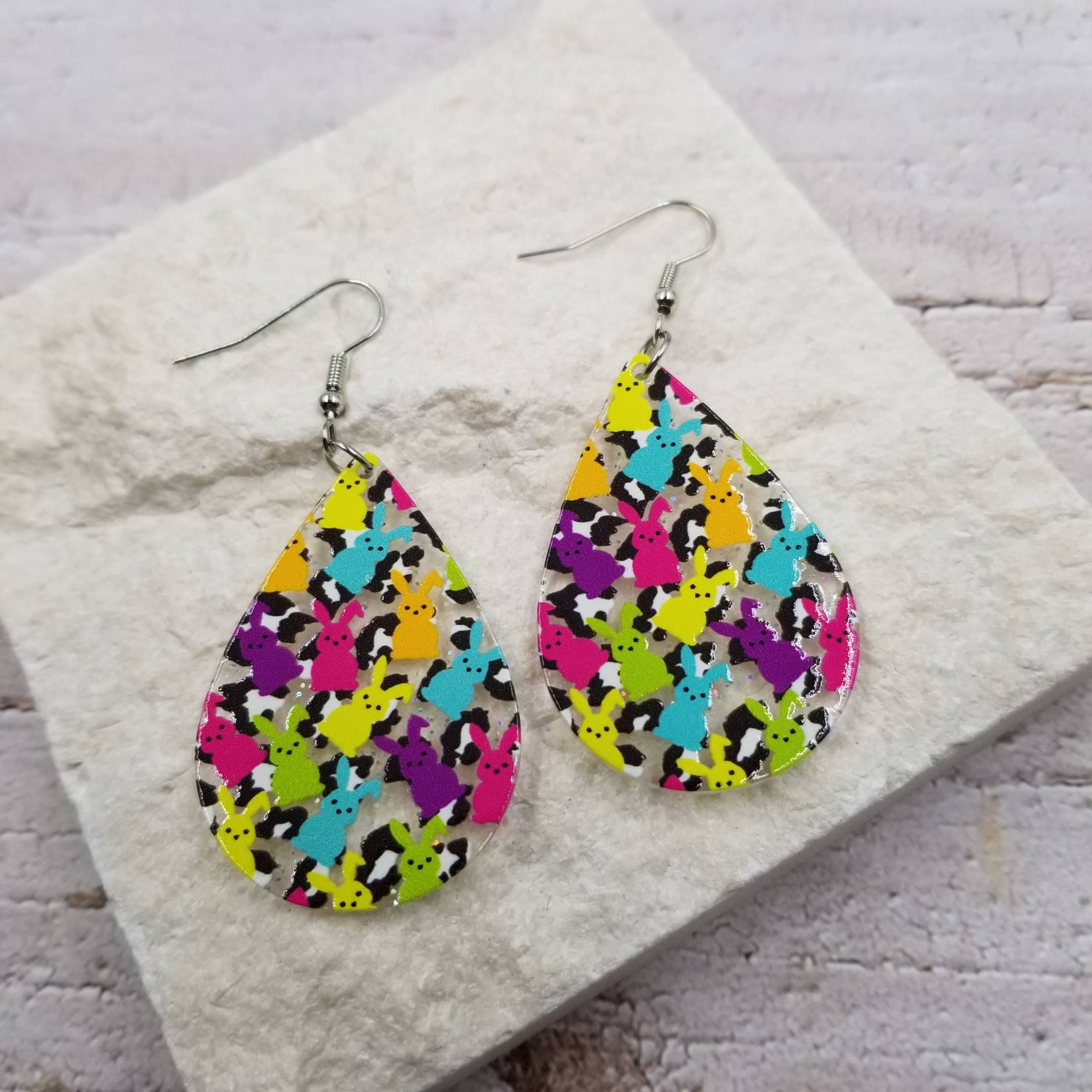 Colorful Rabbit Easter Earrings