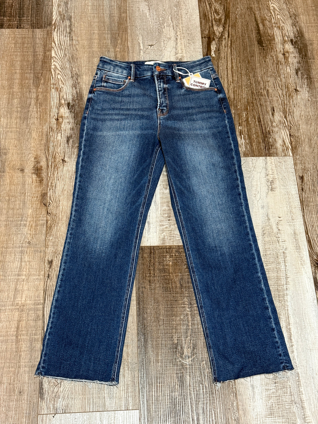 Risen High Rise Crop Straight Jeans w/ Tummy Control