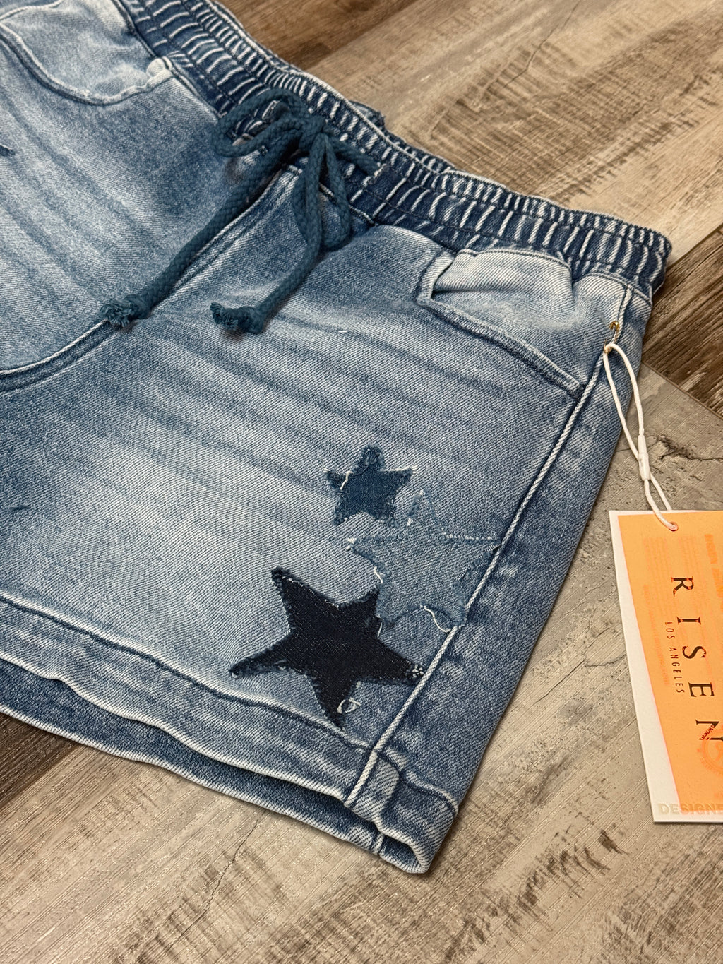 Star Patchwork Denim Shorts by Risen