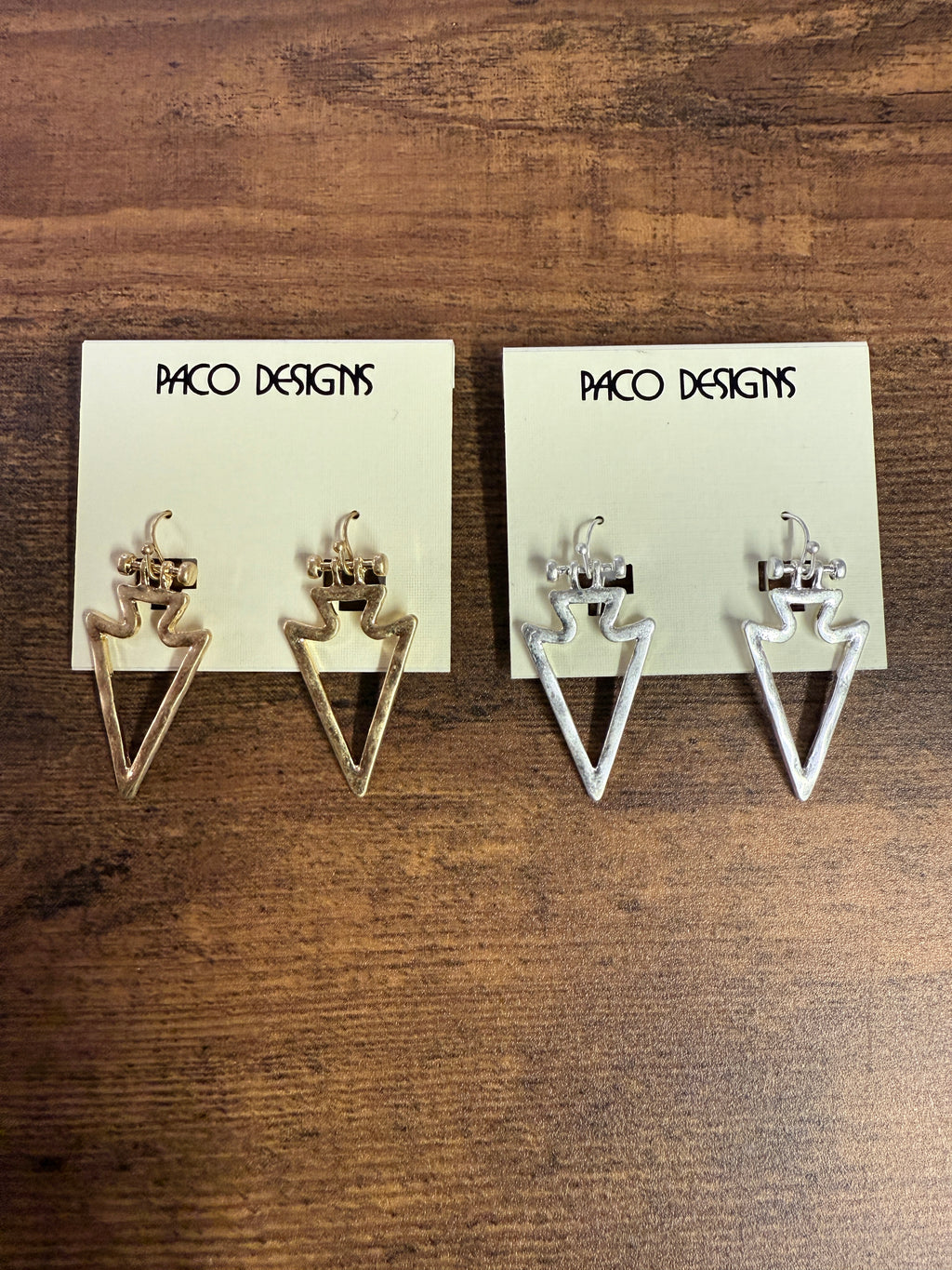 Edgy Sleek Matte Silver or Gold Arrowhead Earrings