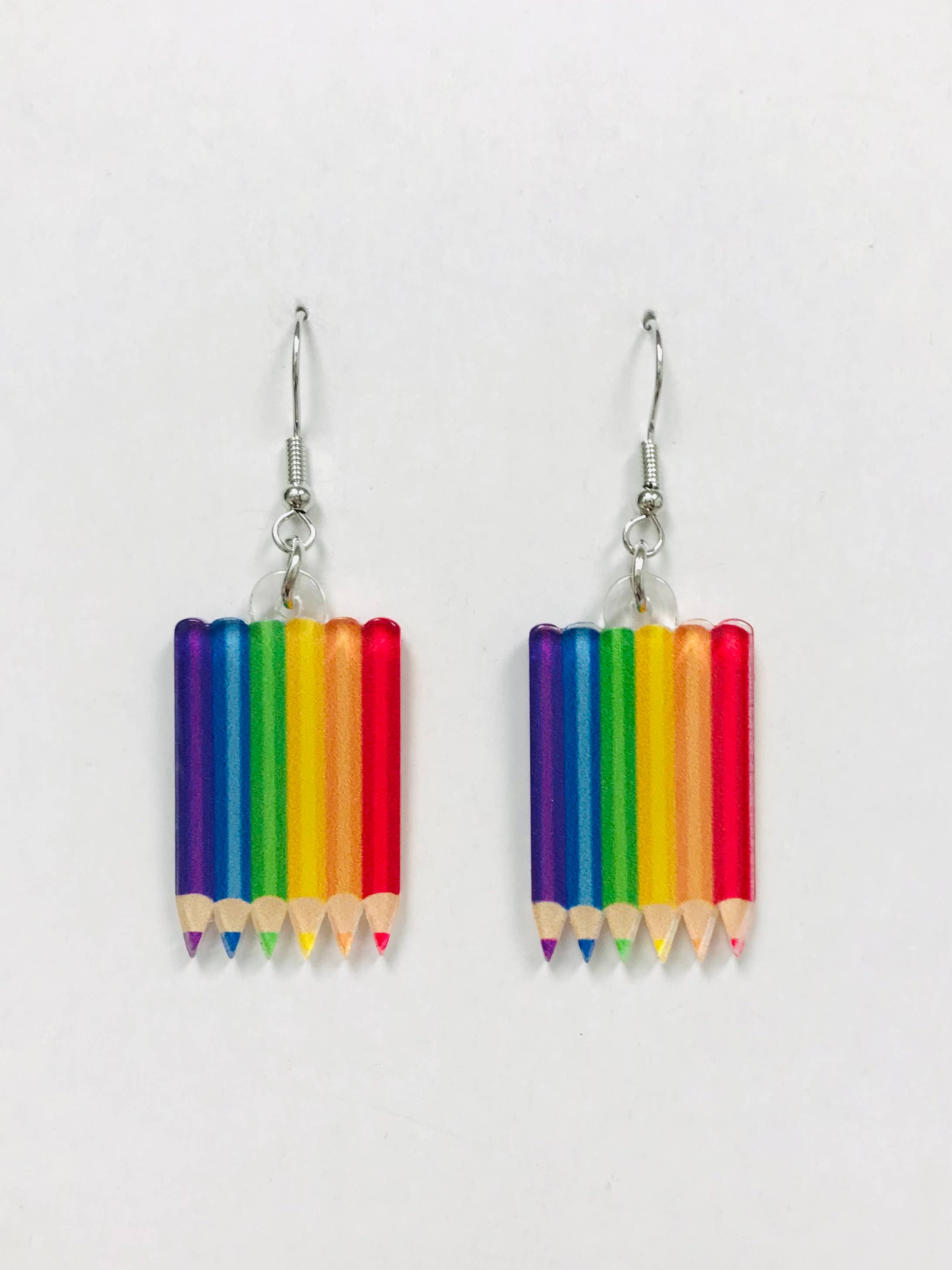 Acrylic Crayon Teacher Earrings