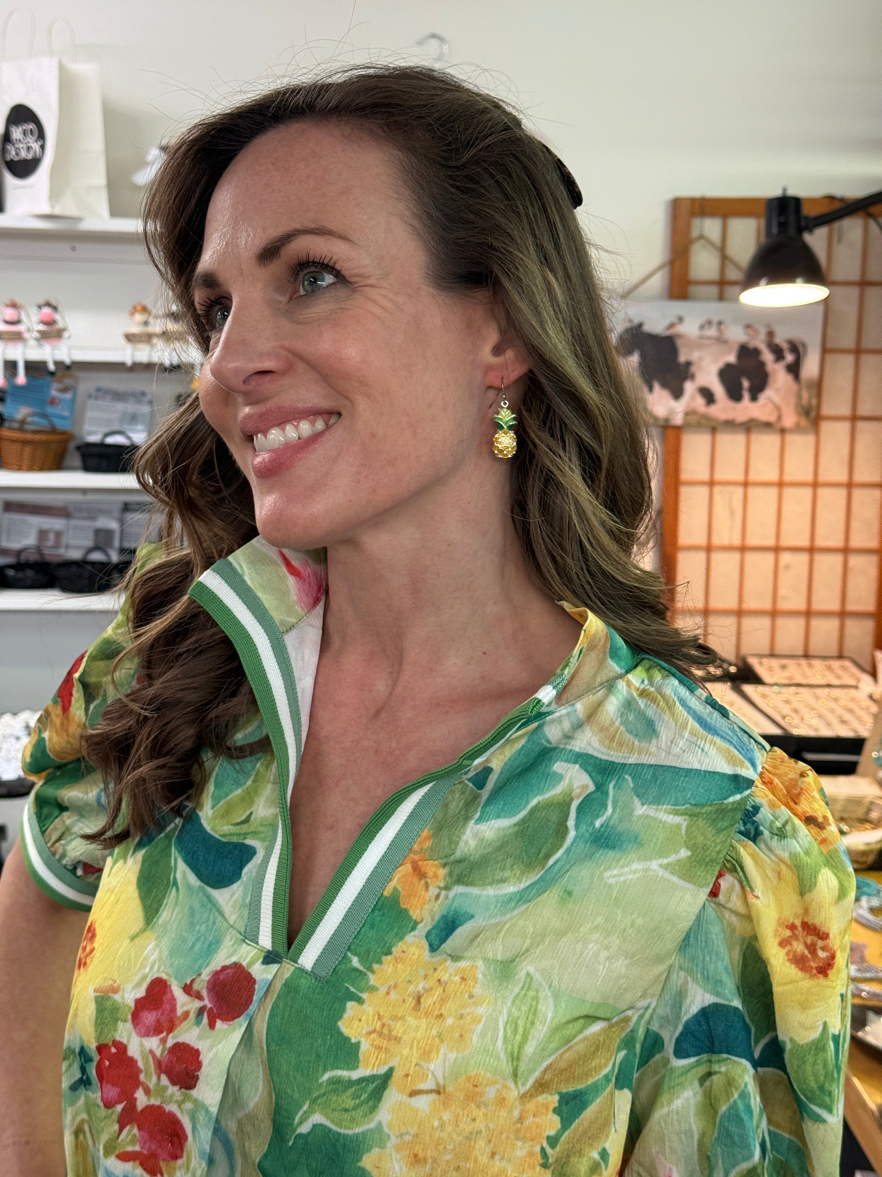 Colorful Green & Yellow Floral Print Dress