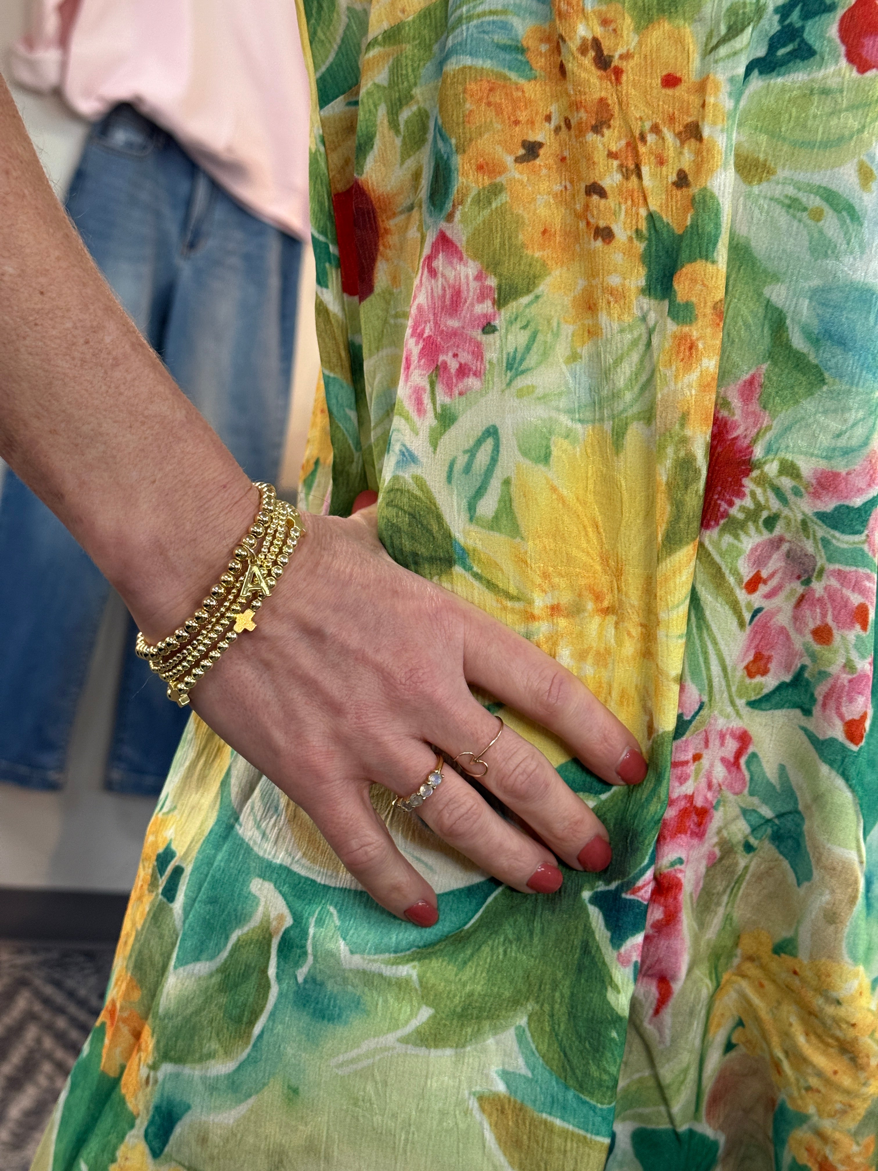 Colorful Green & Yellow Floral Print Dress