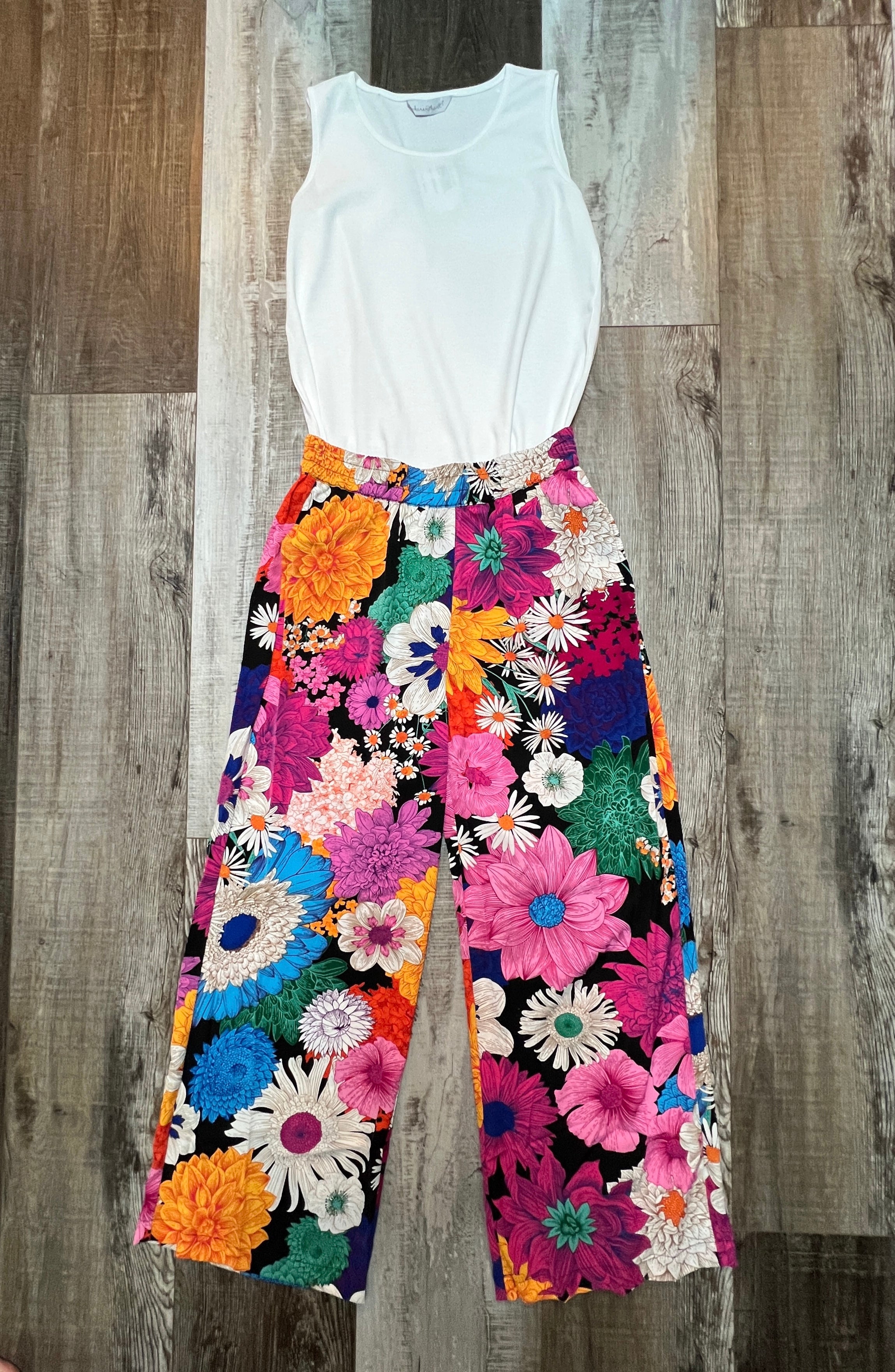 High Waist Flower Print Pants