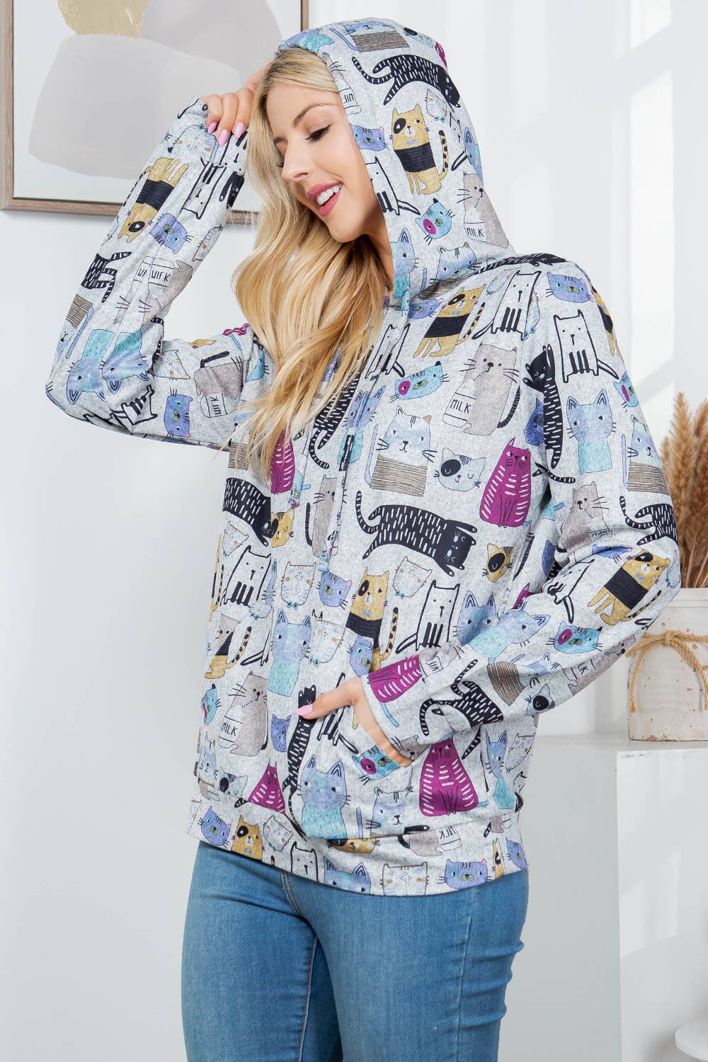 Cat Sweater Knit Pullover Hoodie