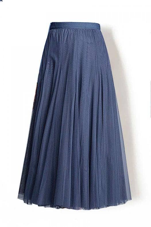 Ethereal Flowy Elastic Waist Pleated Tulle Skirt