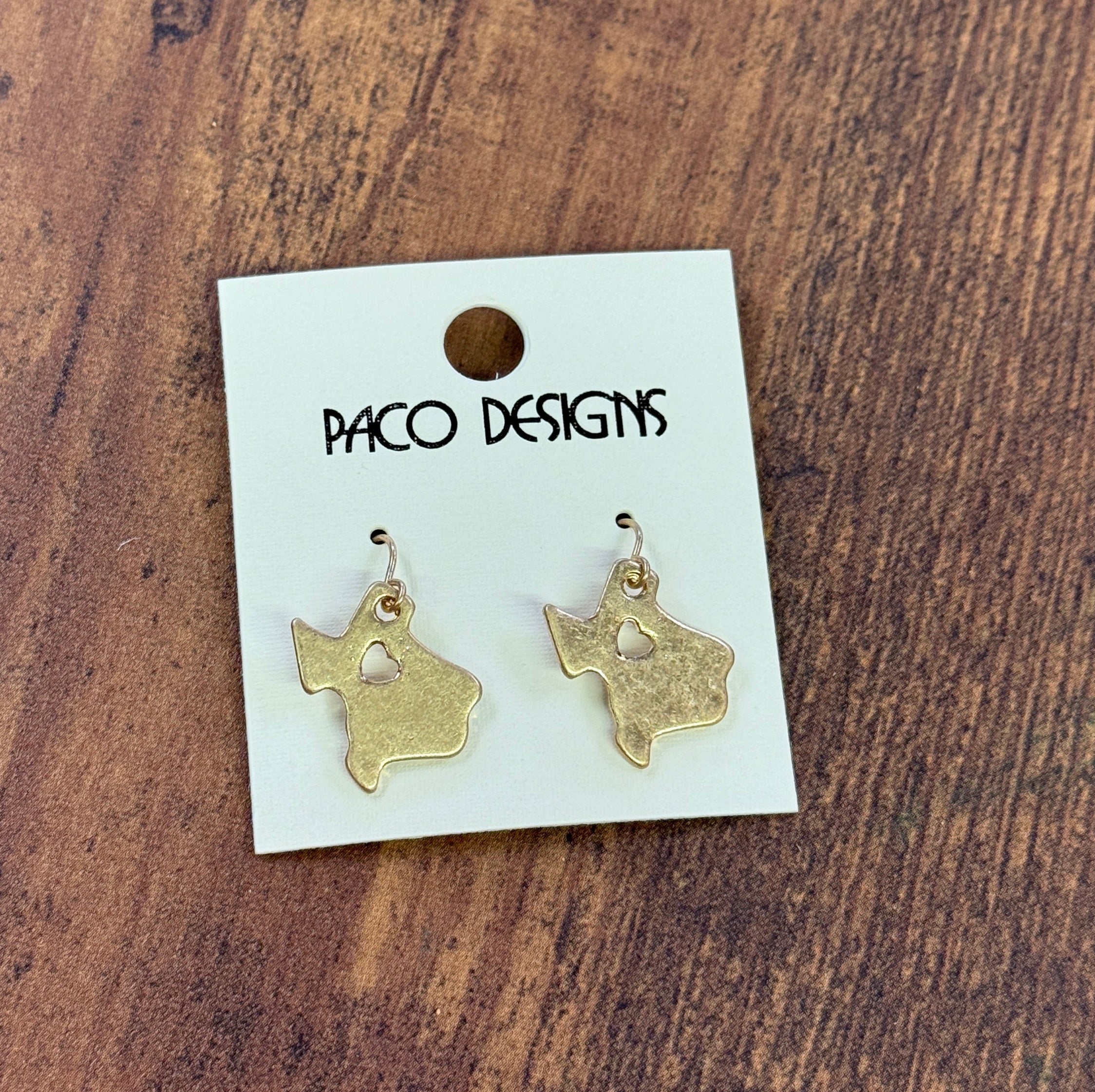 Small Gold Heart Of Texas Earrings