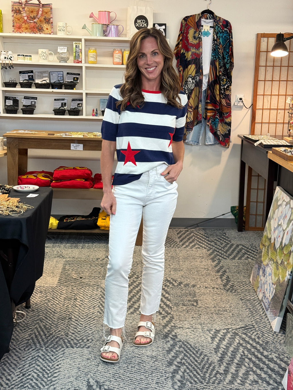 4th of July Navy & White Striped Sweater by Staccato