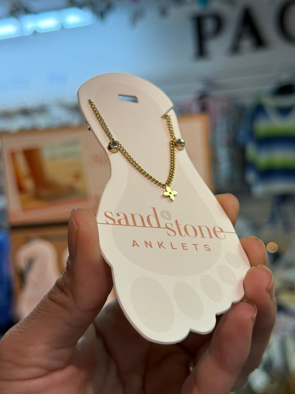 Gold Tone Stainless Steel Water Resistant Anklet by Sand & Stone