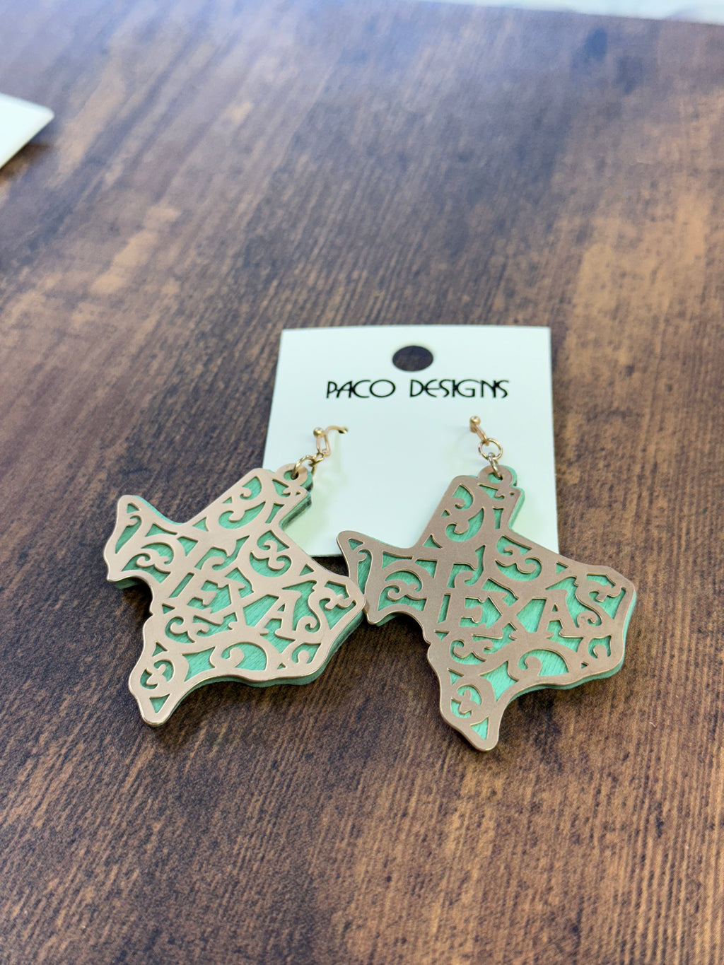 Layered Gold & Green Texas Filagree Earrings