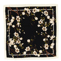Black Floral Printed 36" Square Silky Head Scarf/ Bandana
