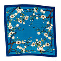 Royal Blue Floral Printed 36" Square Silky Scarf