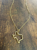 Little Gold Hammered Texas Outline Necklace