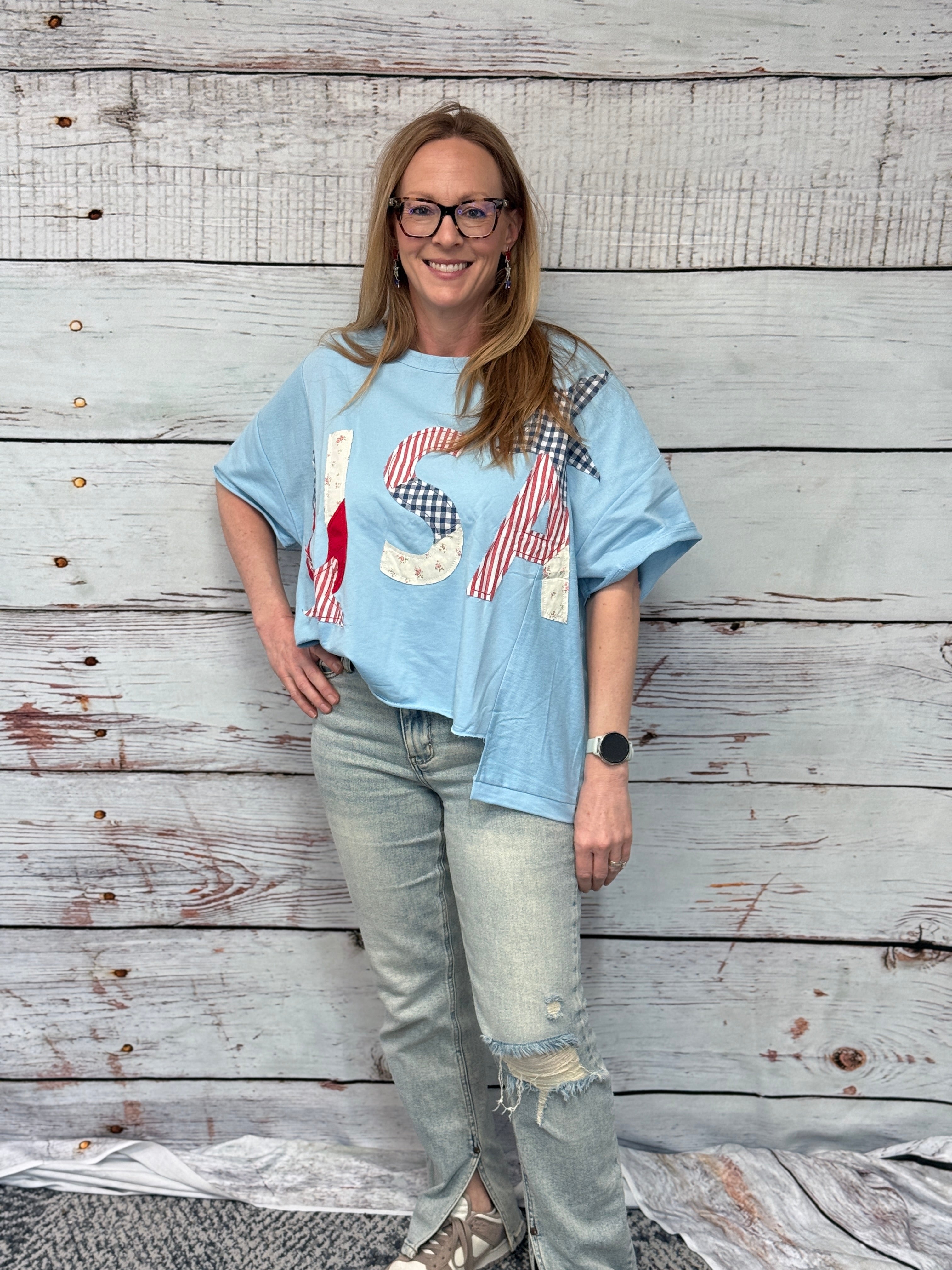 USA 90's Inspired Patchwork Shirt by BIBI