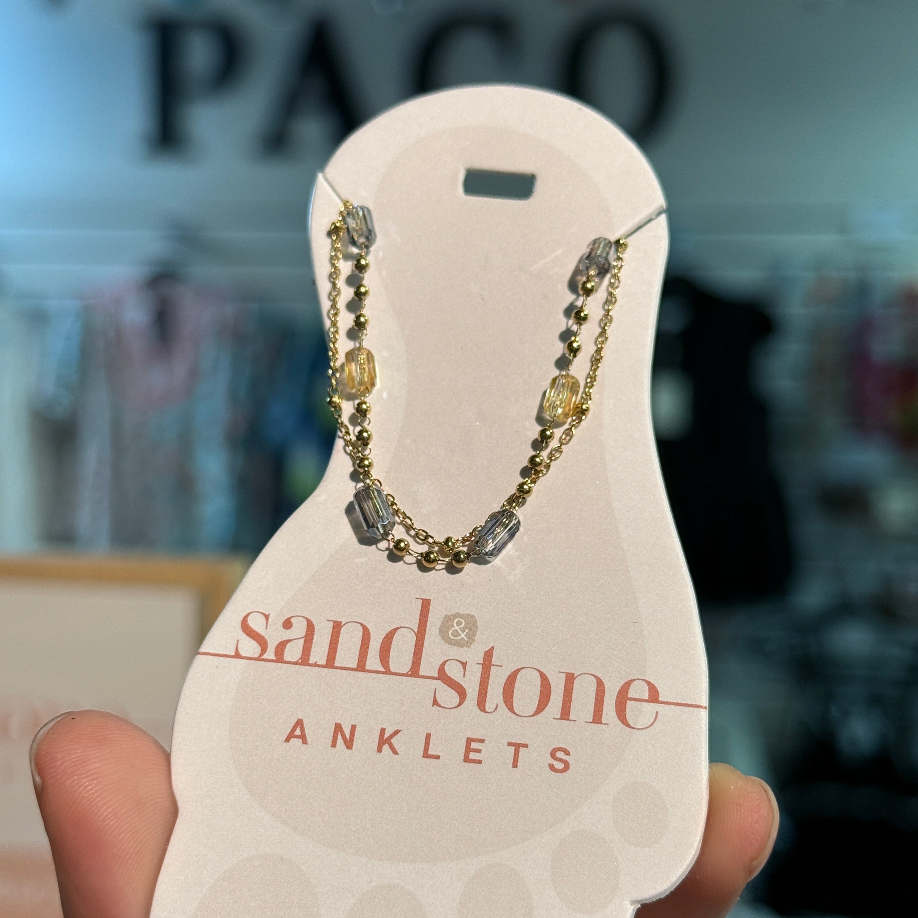Gold Tone Stainless Steel Water Resistant Anklet by Sand & Stone
