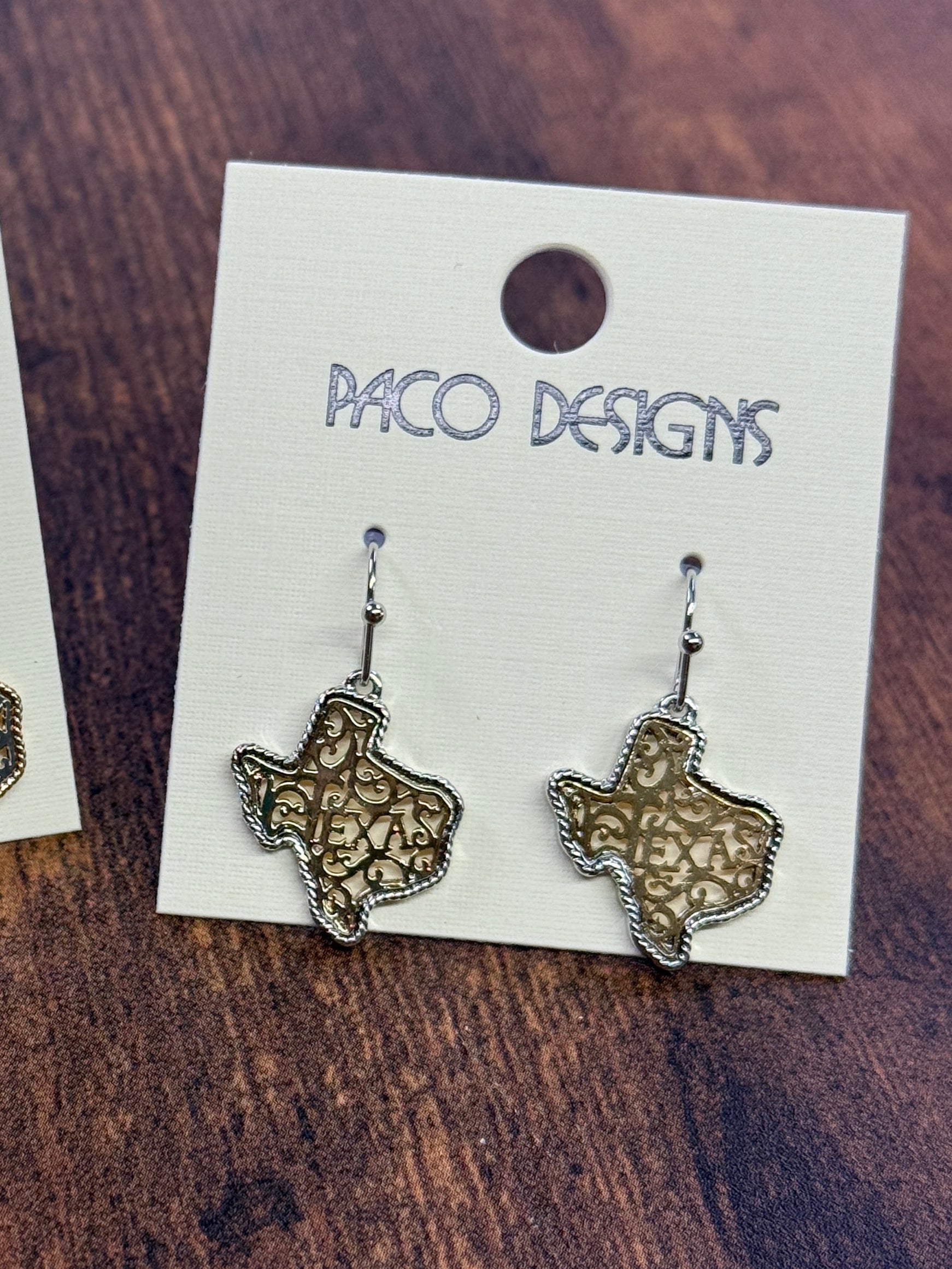 Small Silver Lasso & Gold Filagree Texas Earrings