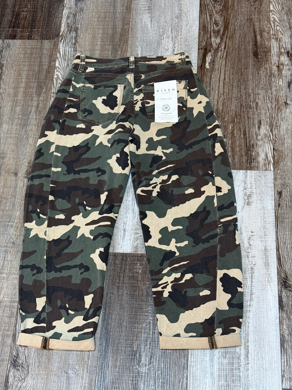 Risen Faded Camo Ankle Barrel Double Roll Up Pants