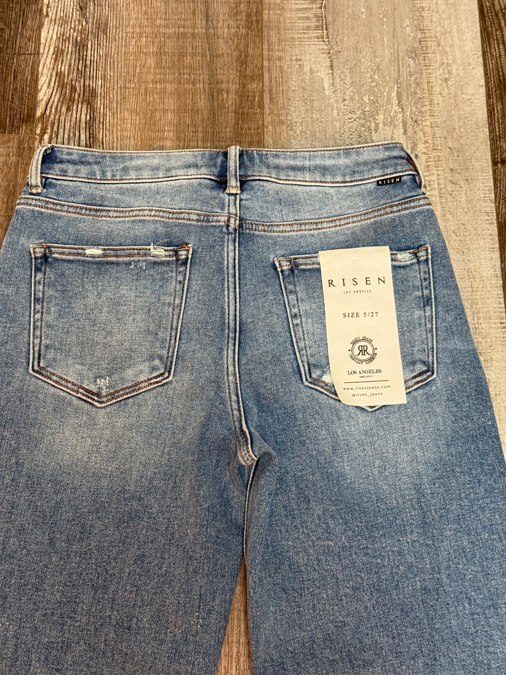 Risen High Rise Ankle Boyfriend Distressed Jeans