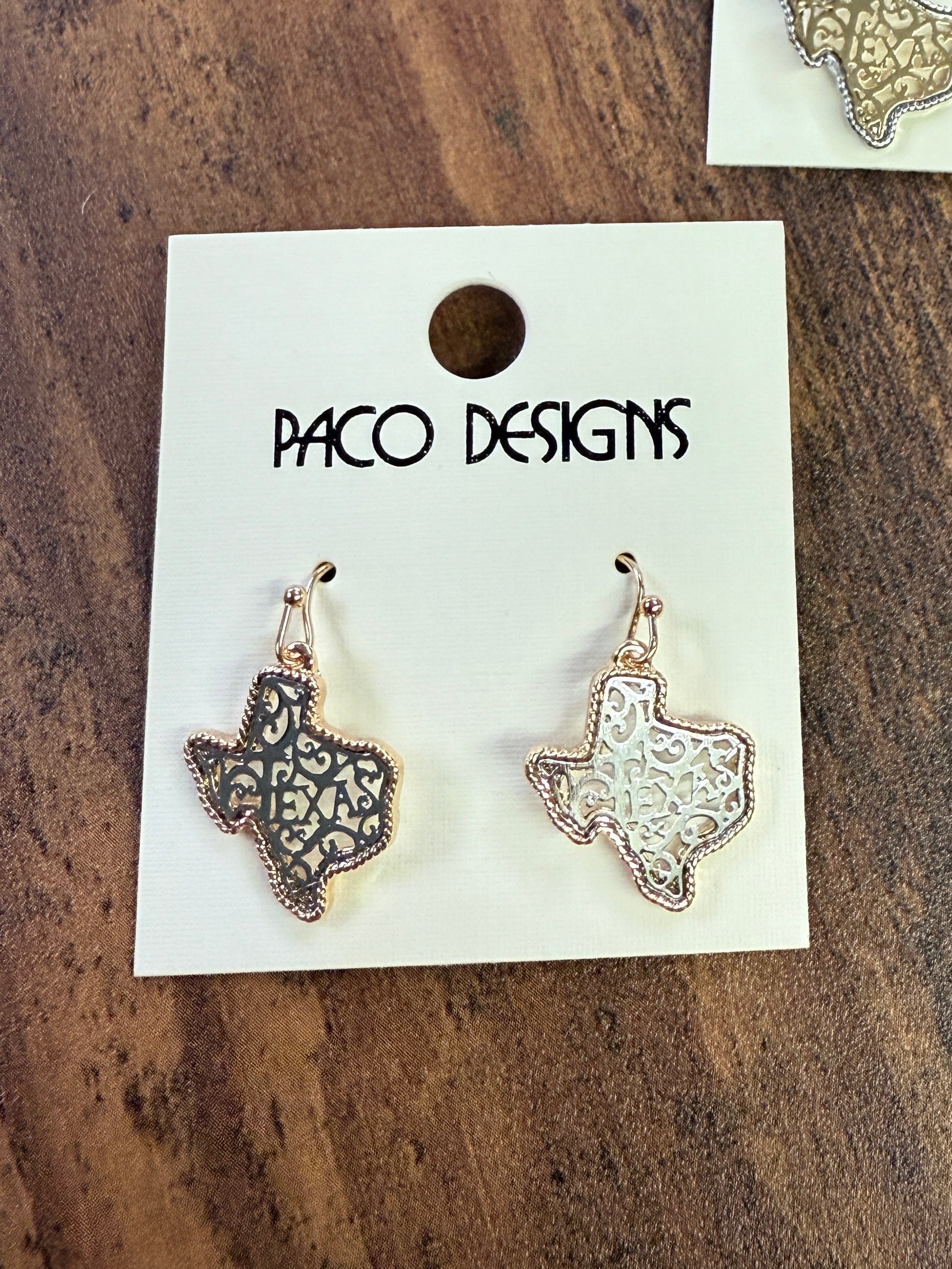 Small Gold Lasso Trim & Silver Filagree Texas Earrings