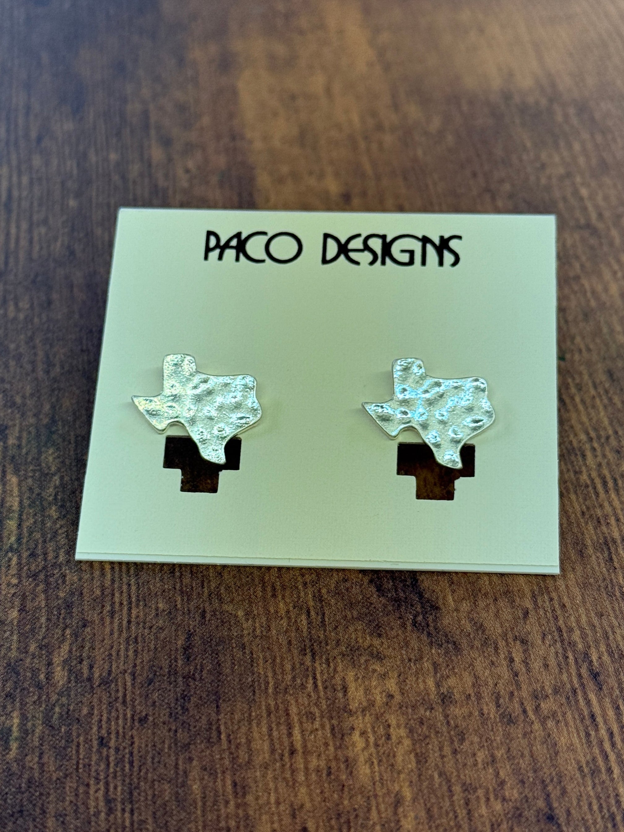 Dainty Silver Hammered Texas Silhouette Post Earrings