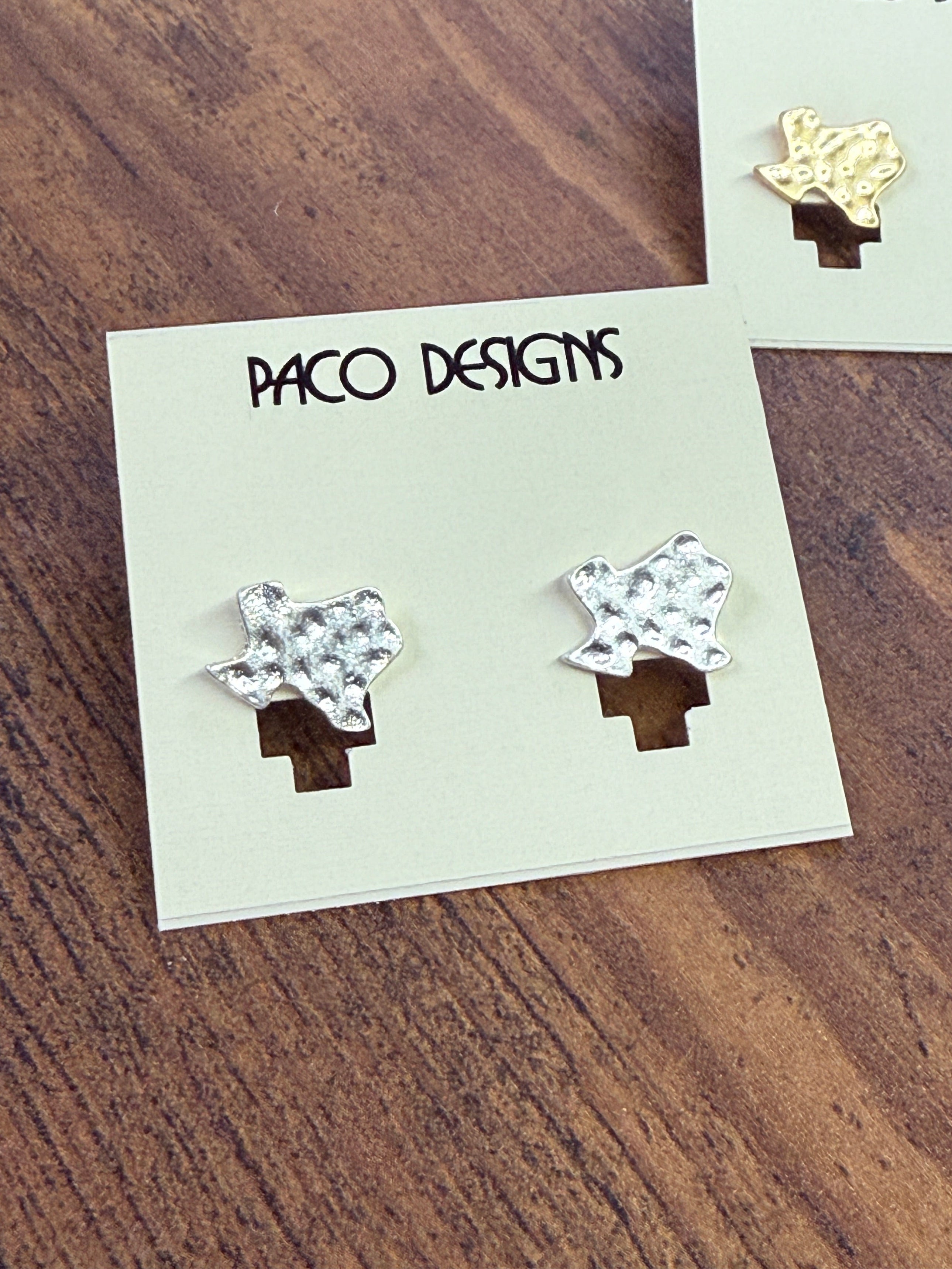 Dainty Silver Hammered Texas Silhouette Post Earrings