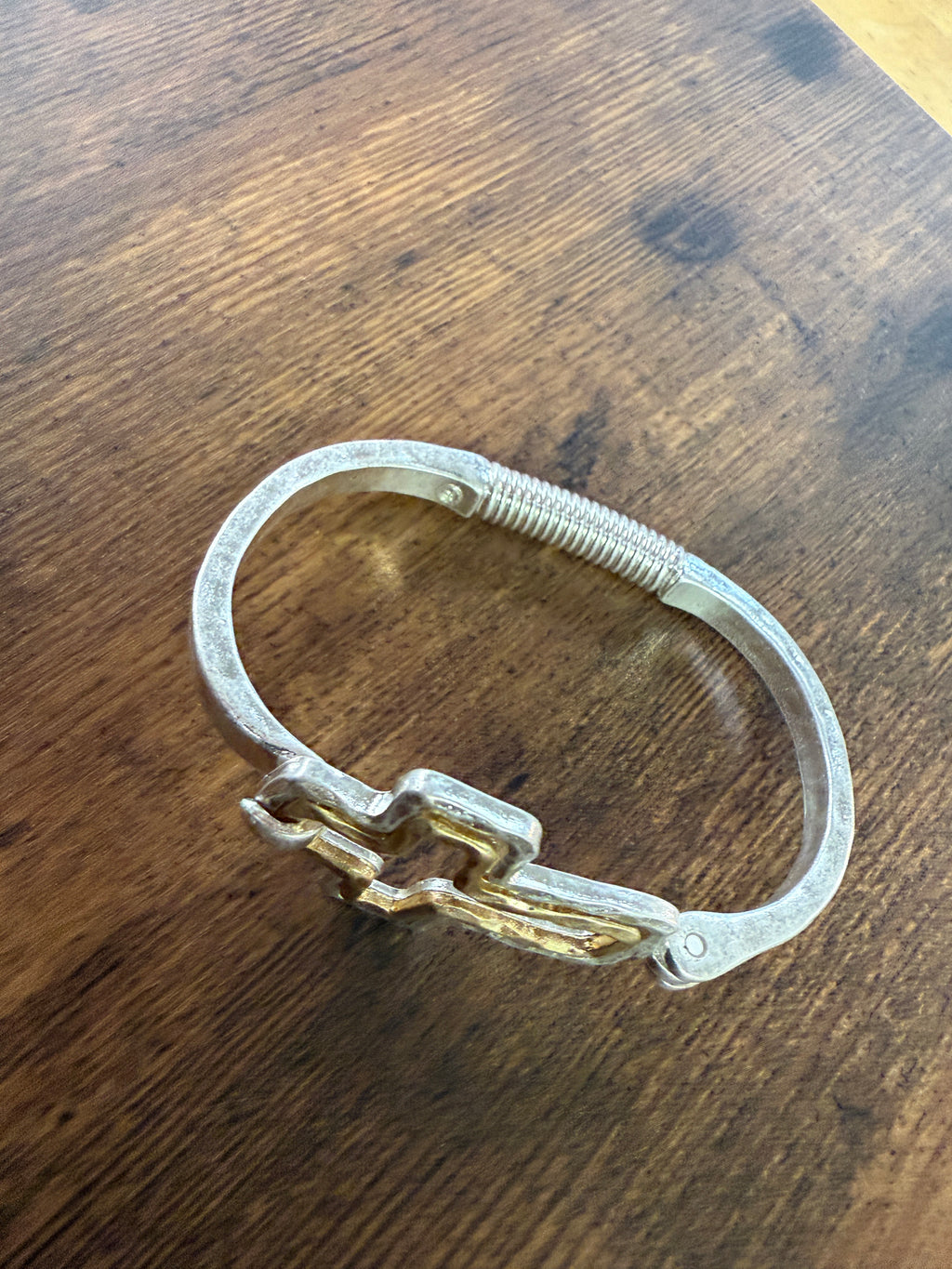 Beautiful Mixed Metal Cross Cuff Bracelet Gold OR Silver