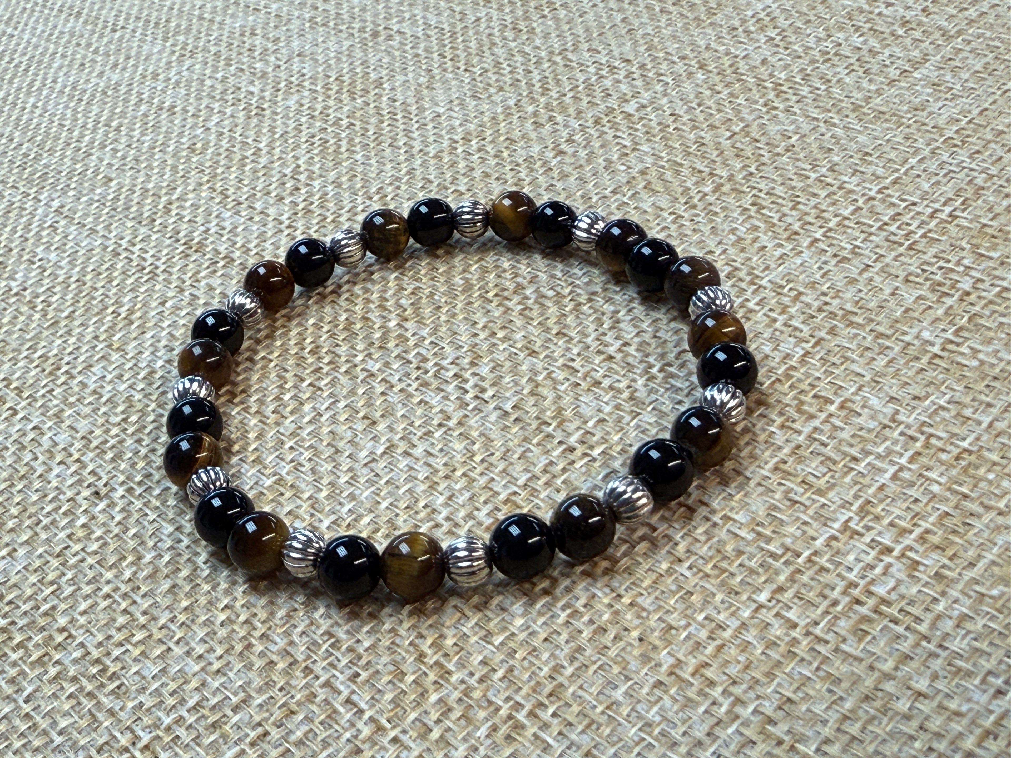 Tigers Eye & Onyx Beaded Bracelet